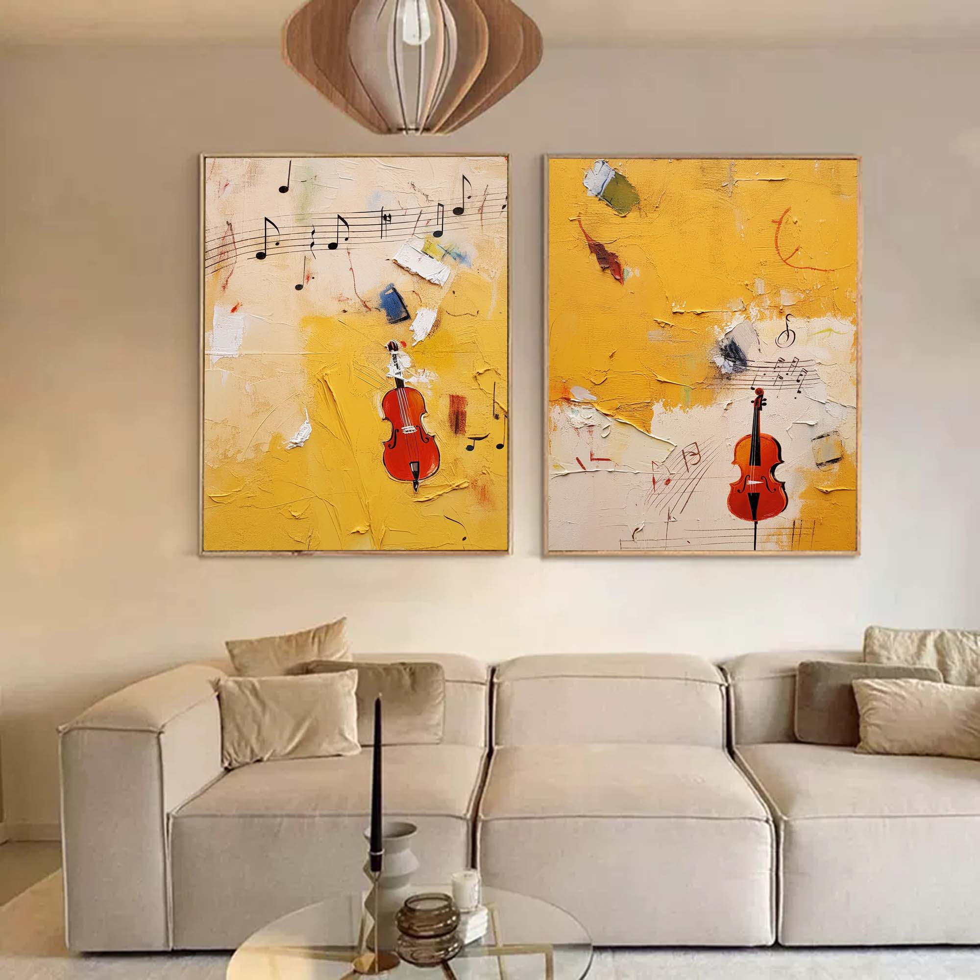 Wallart Musical Abstract Violin Art Duo
