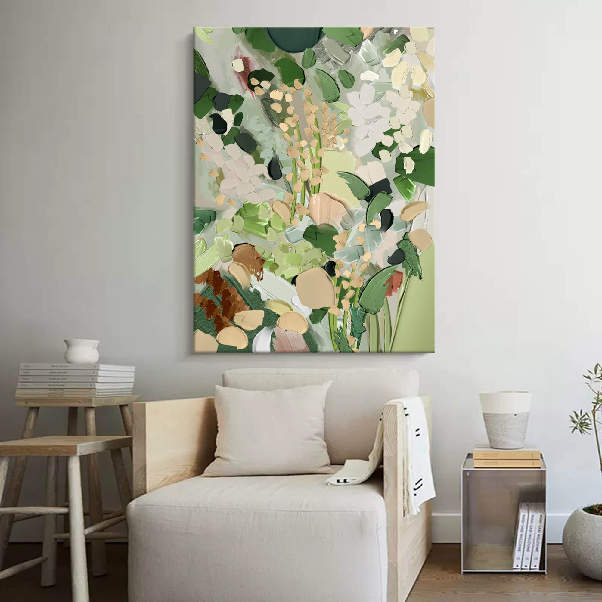 Wallart Lush Green Abstract Floral Art