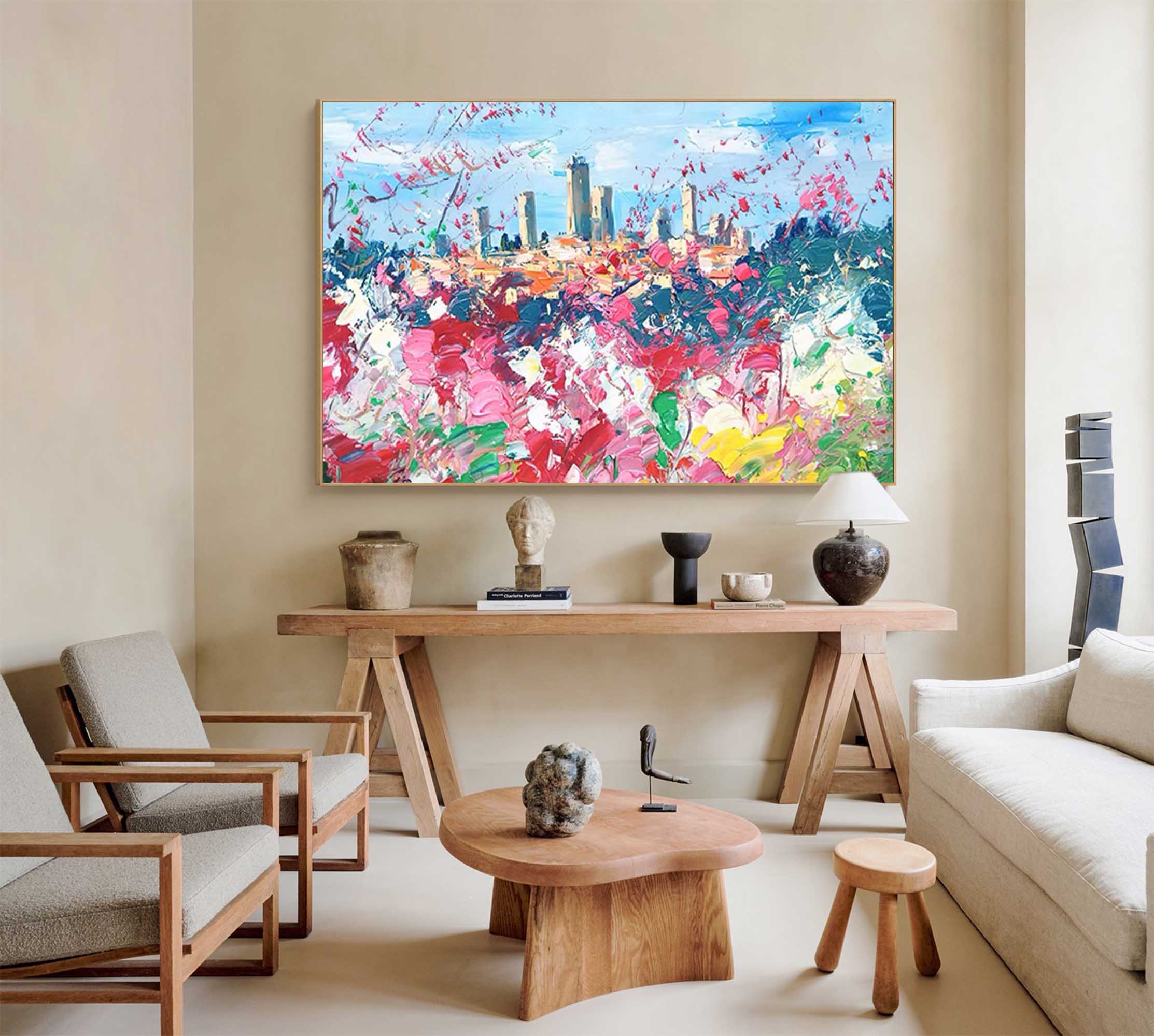 Wallart Colorful Landscape Palette Knife Art