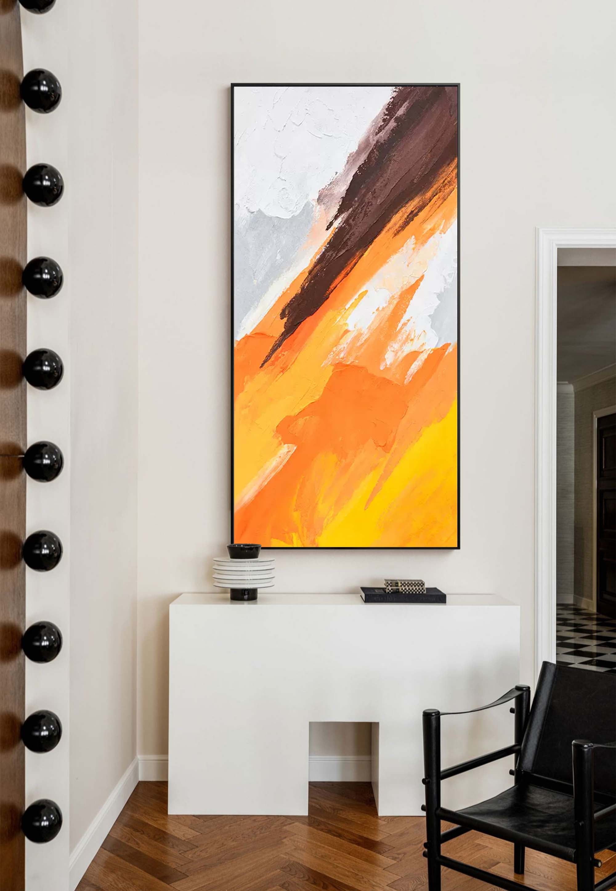 Wallart Dynamic Orange and Brown Abstract Art