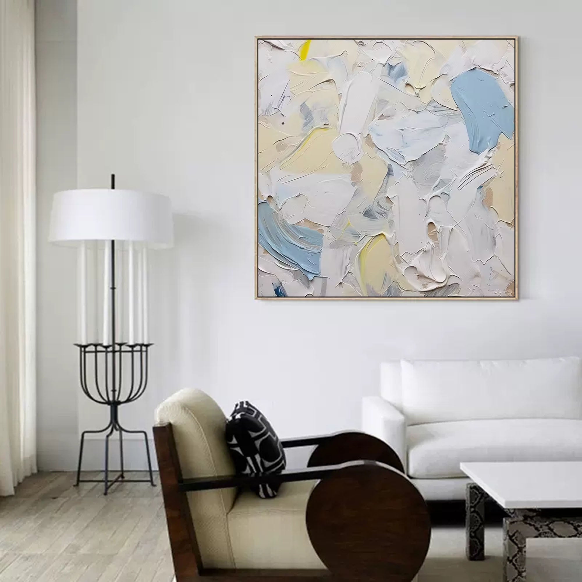 Wallart Textured Blue and White Abstract Art