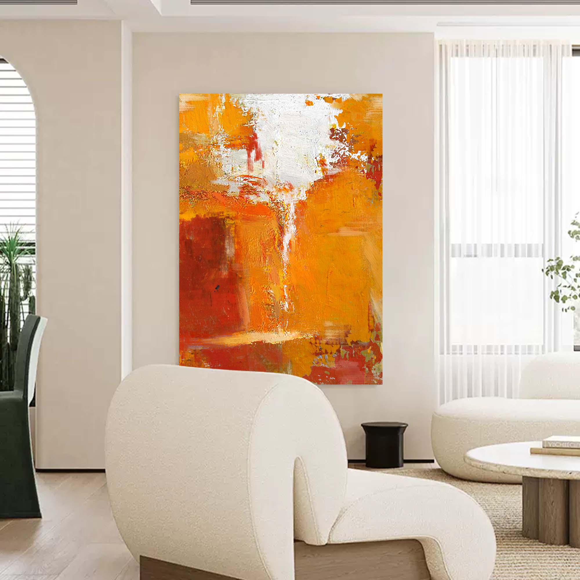 Wallart Fiery Sunset Abstract Canvas Art