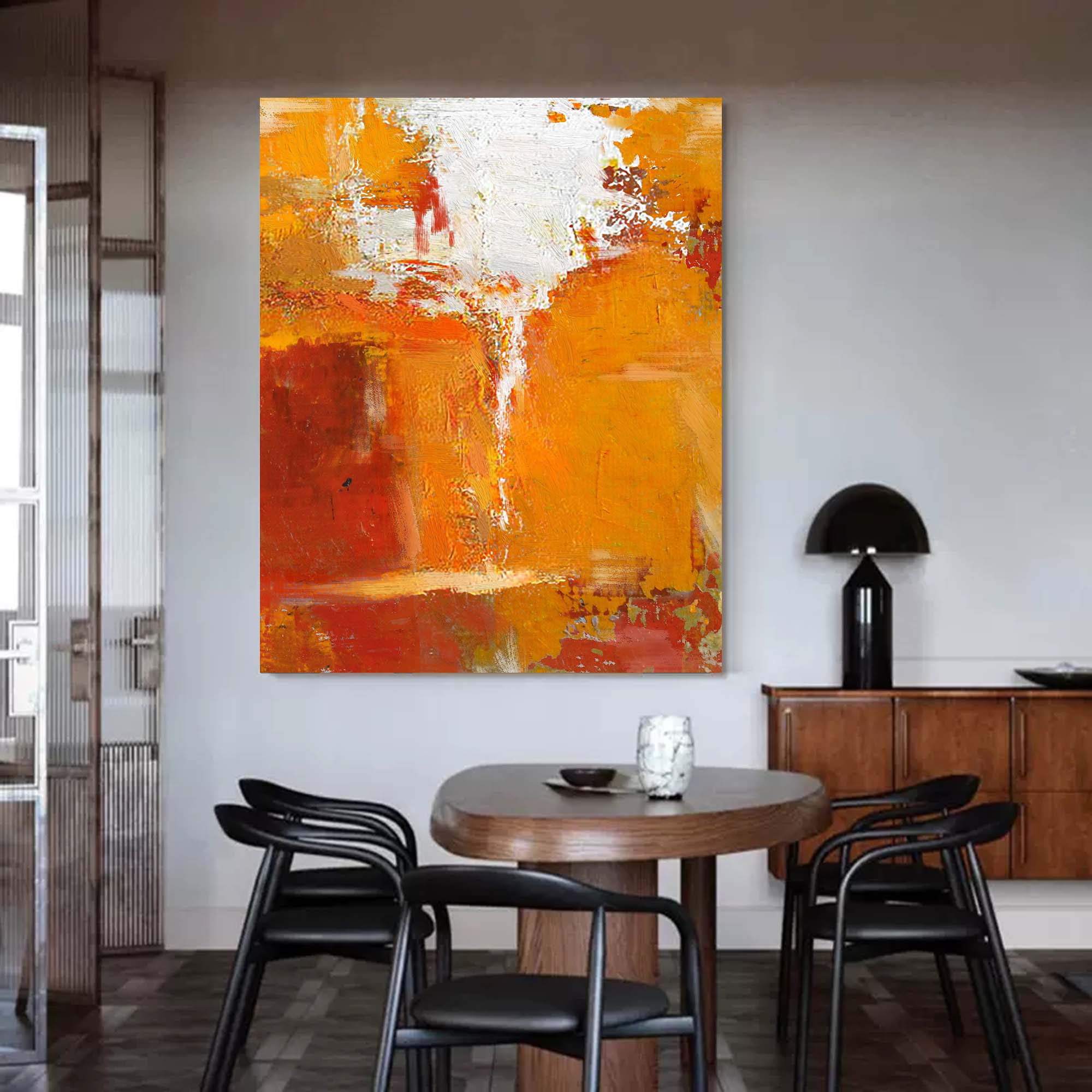 Wallart Fiery Sunset Abstract Canvas Art