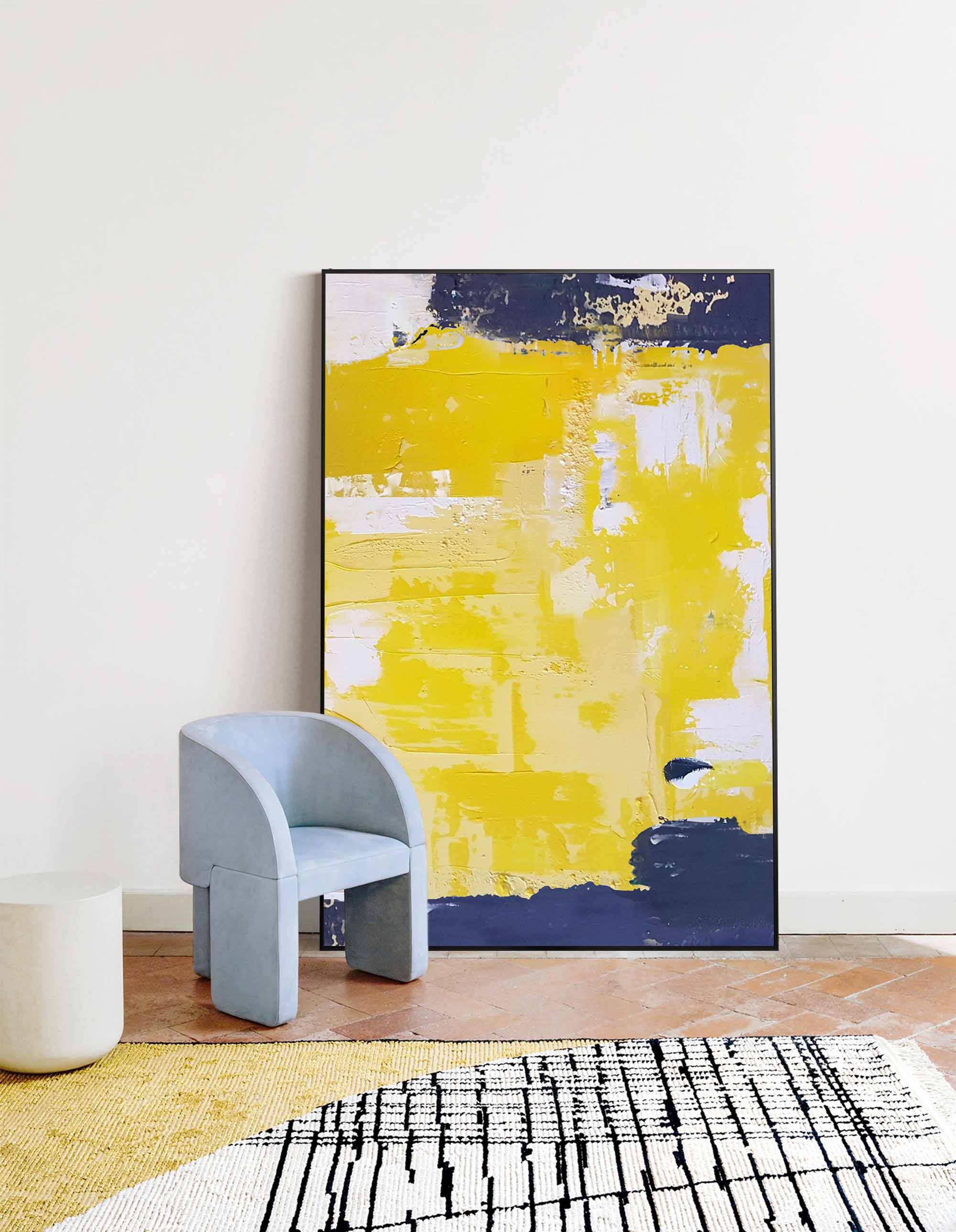 Wallart Sunlit Yellow Abstract Canvas Art