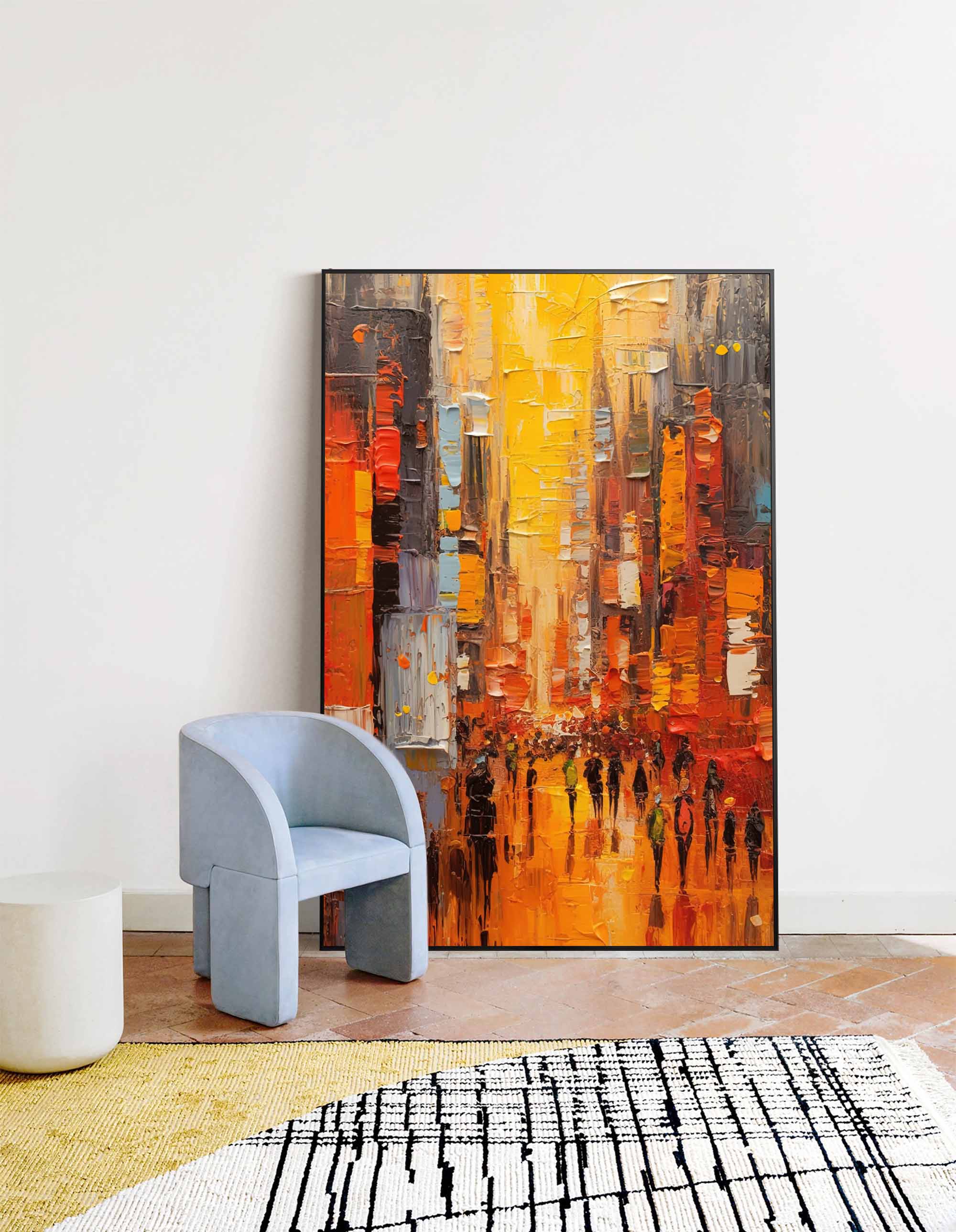 Wallart Nighttime City Walk Oil Painting