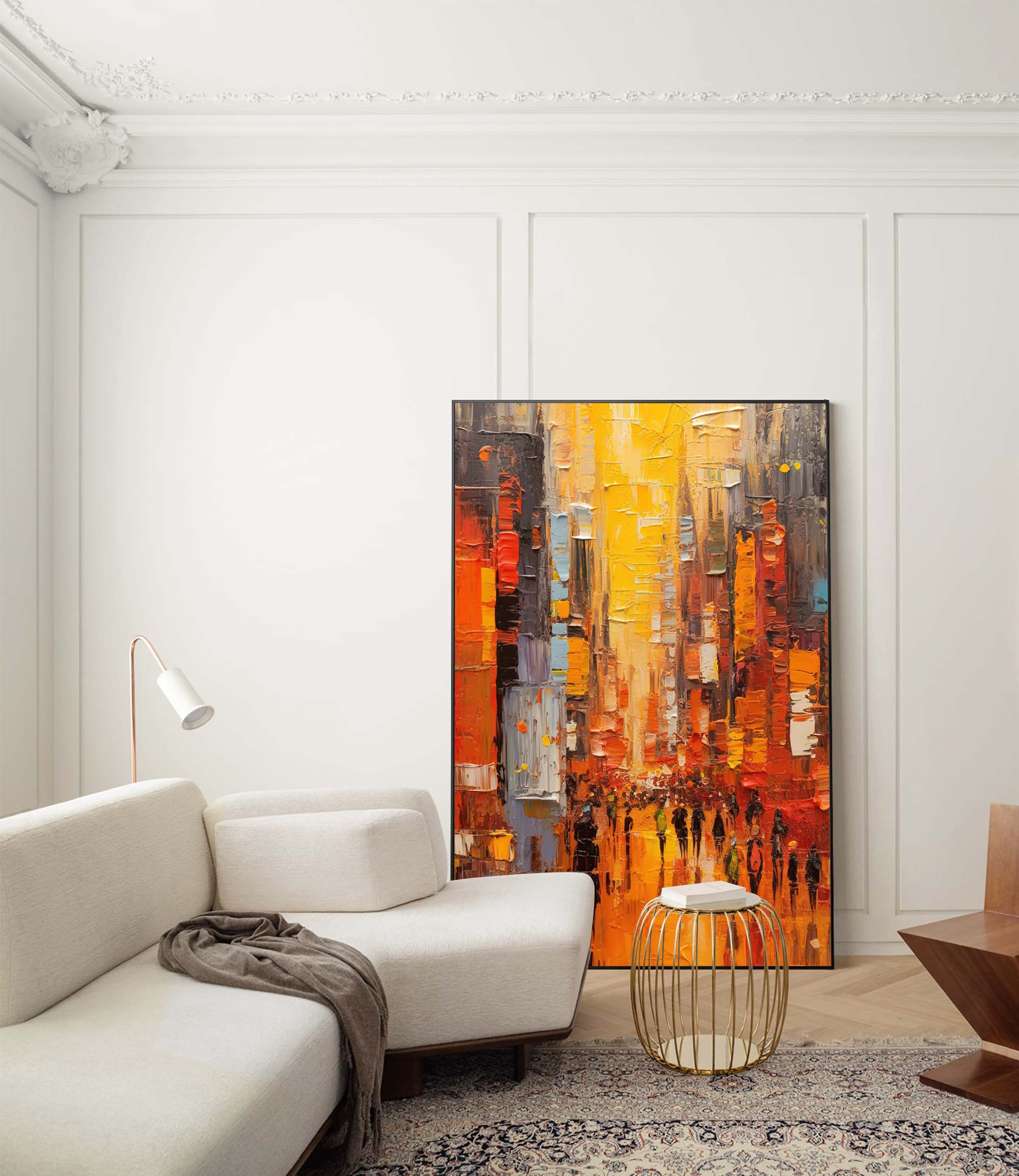 Wallart Nighttime City Walk Oil Painting