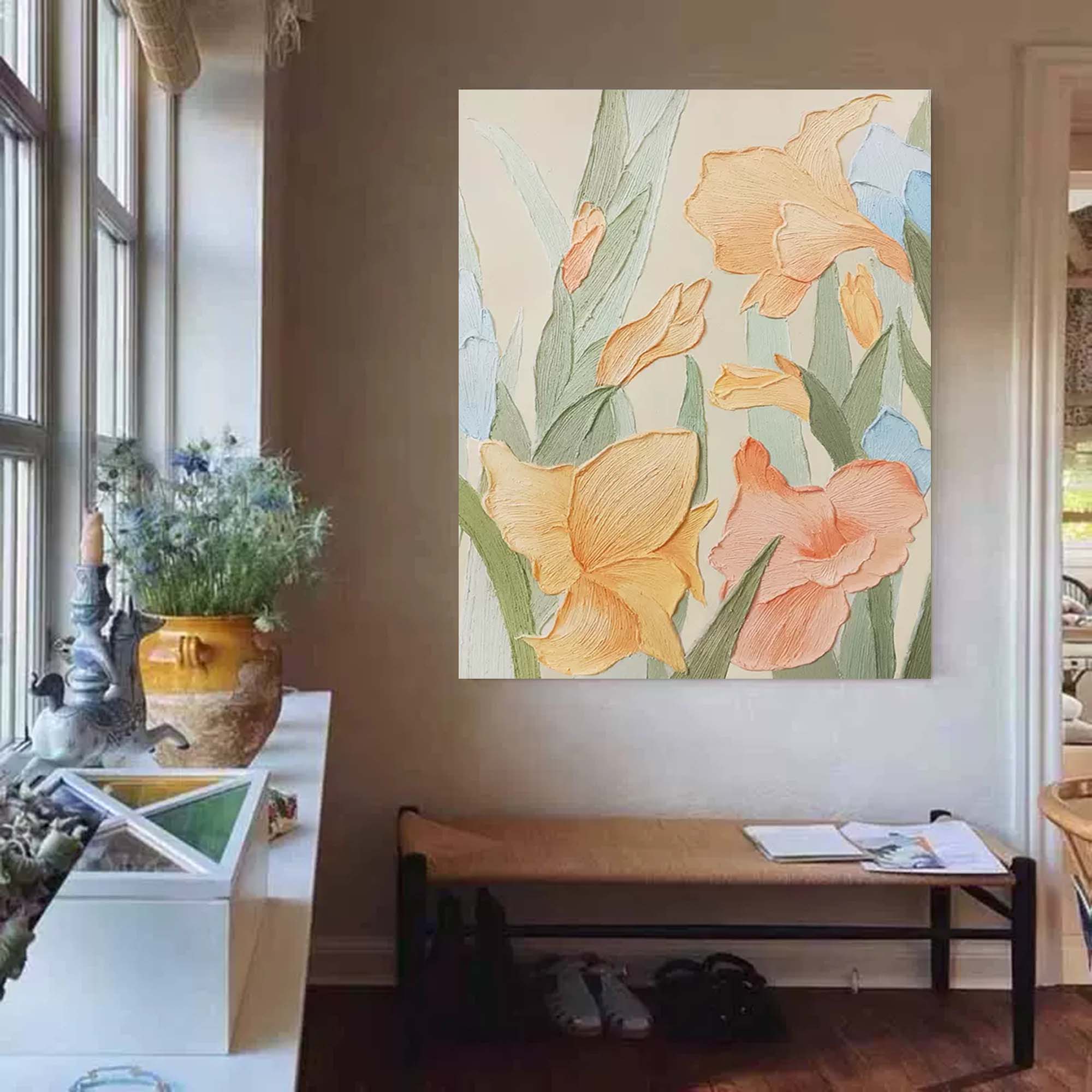 Wallart Vibrant Floral Textured Canvas Art