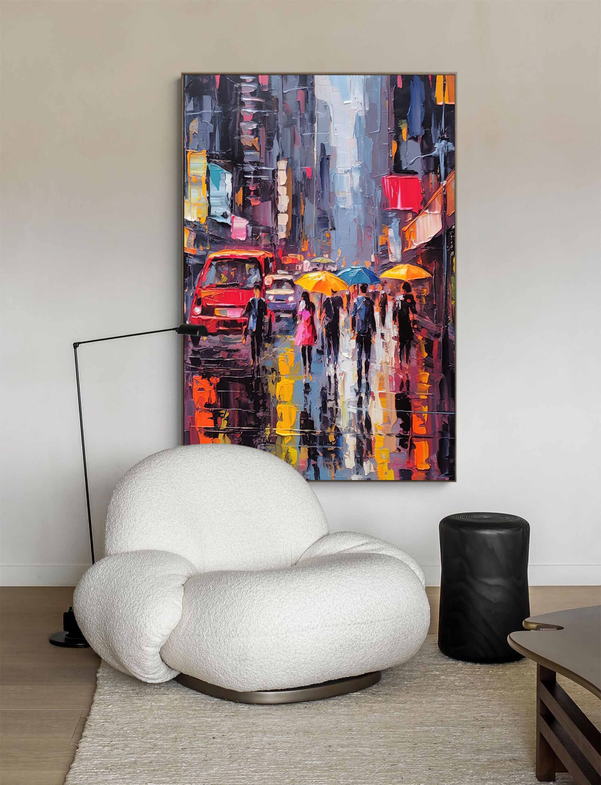 Wallart Urban Rainy Evening Oil Painting
