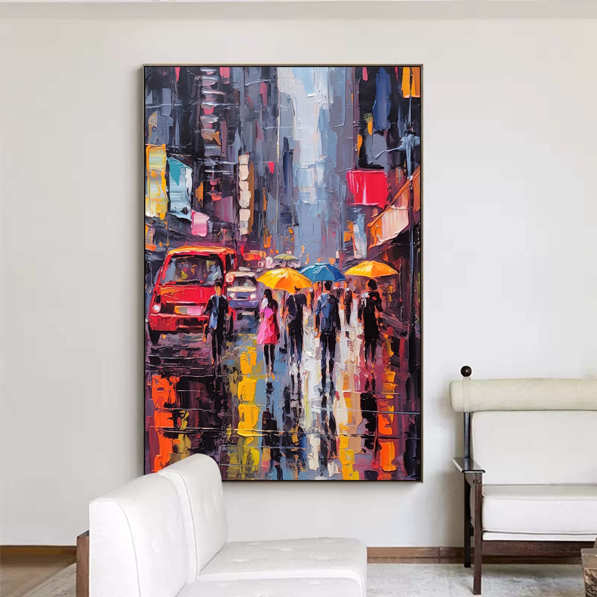 Wallart Urban Rainy Evening Oil Painting