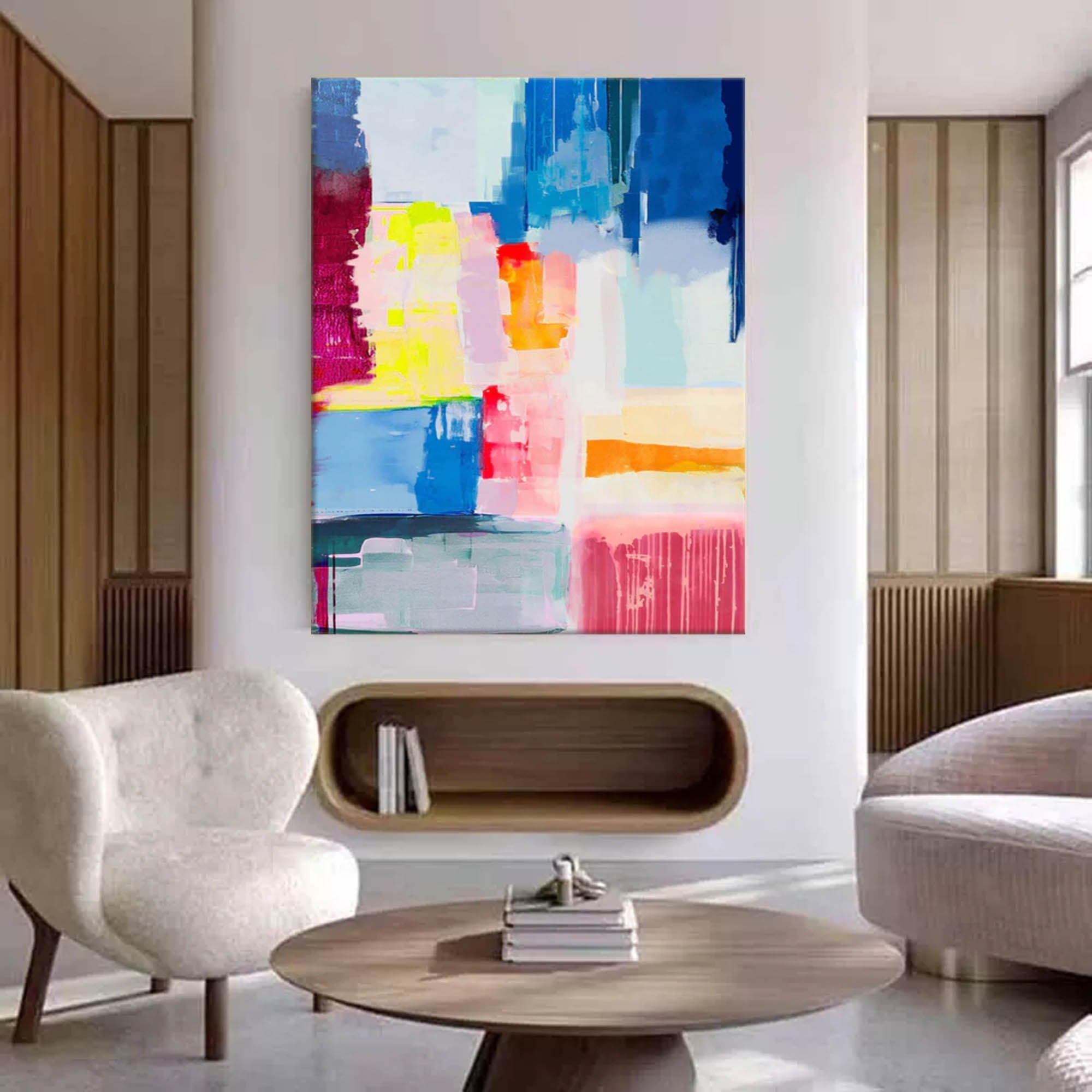 Wallart Colorful Abstract Expressionist Canvas Art