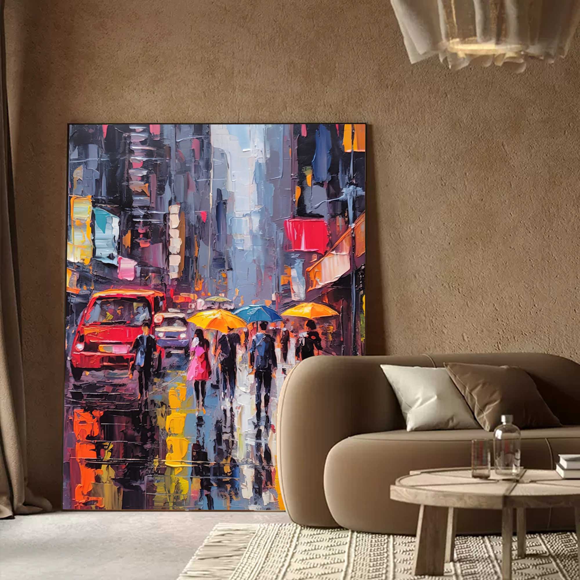 Wallart Urban Rainy Evening Oil Painting