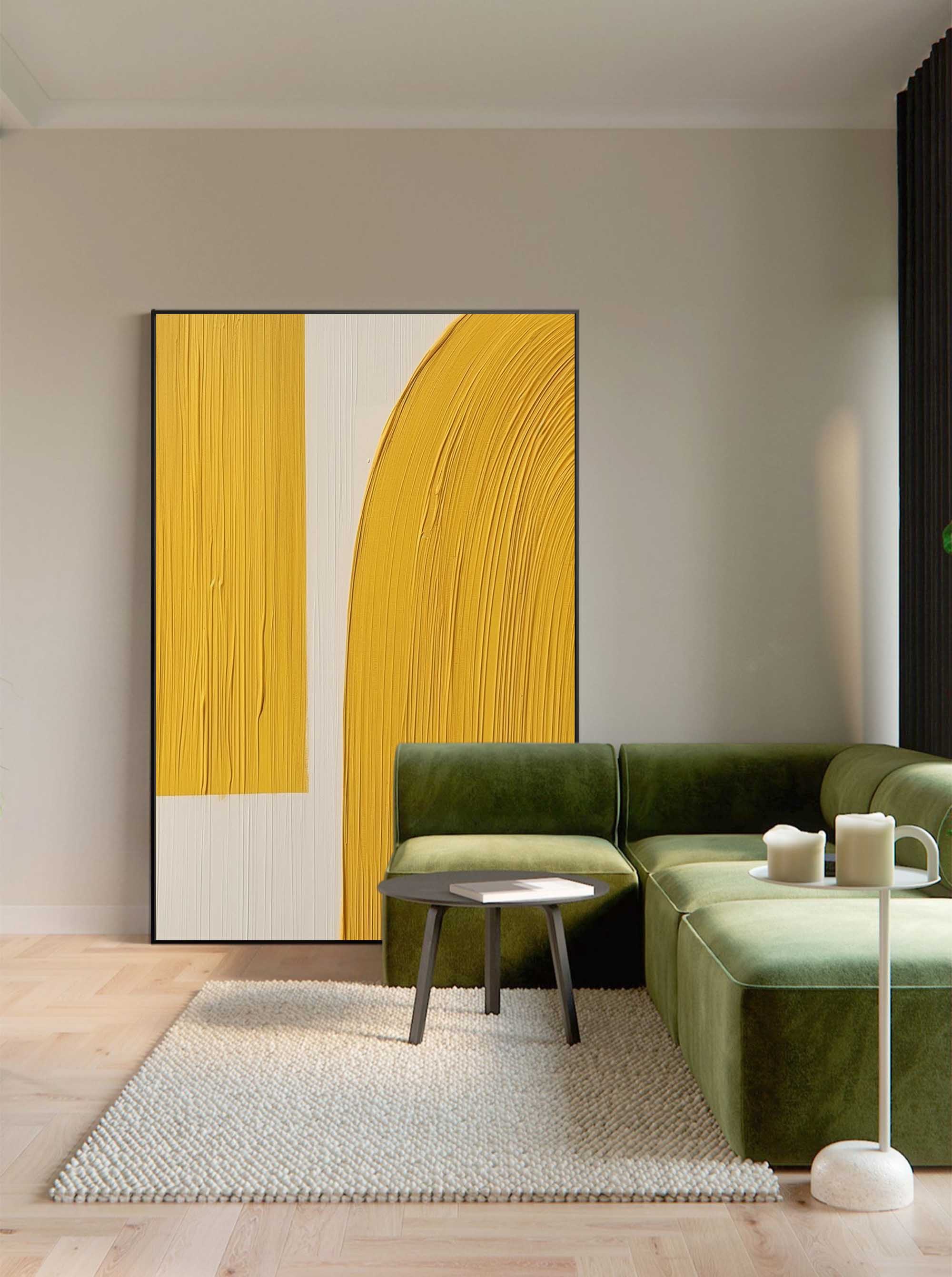 Wallart Minimalist Yellow Arc Abstract Art