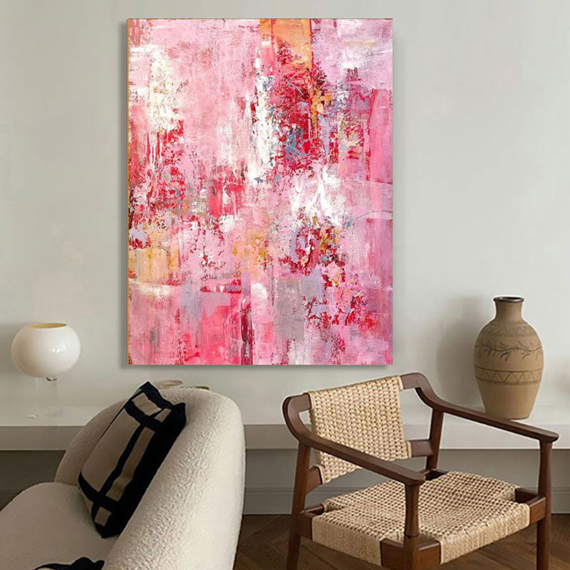 Wallart Pink Abstract Textured Canvas Art