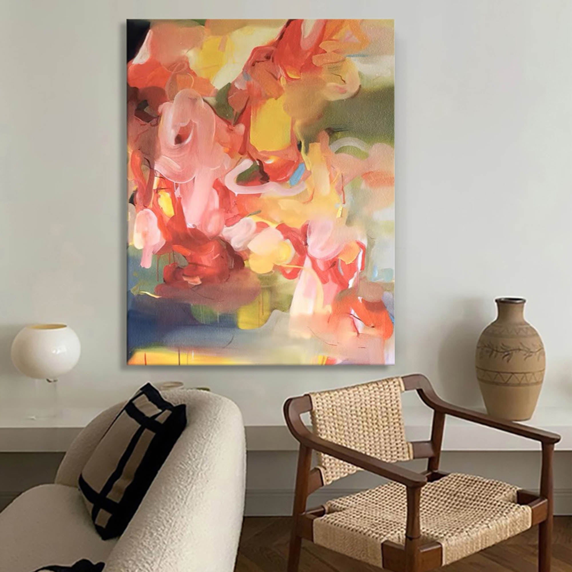 Wallart Soft Abstract Floral Oil Painting