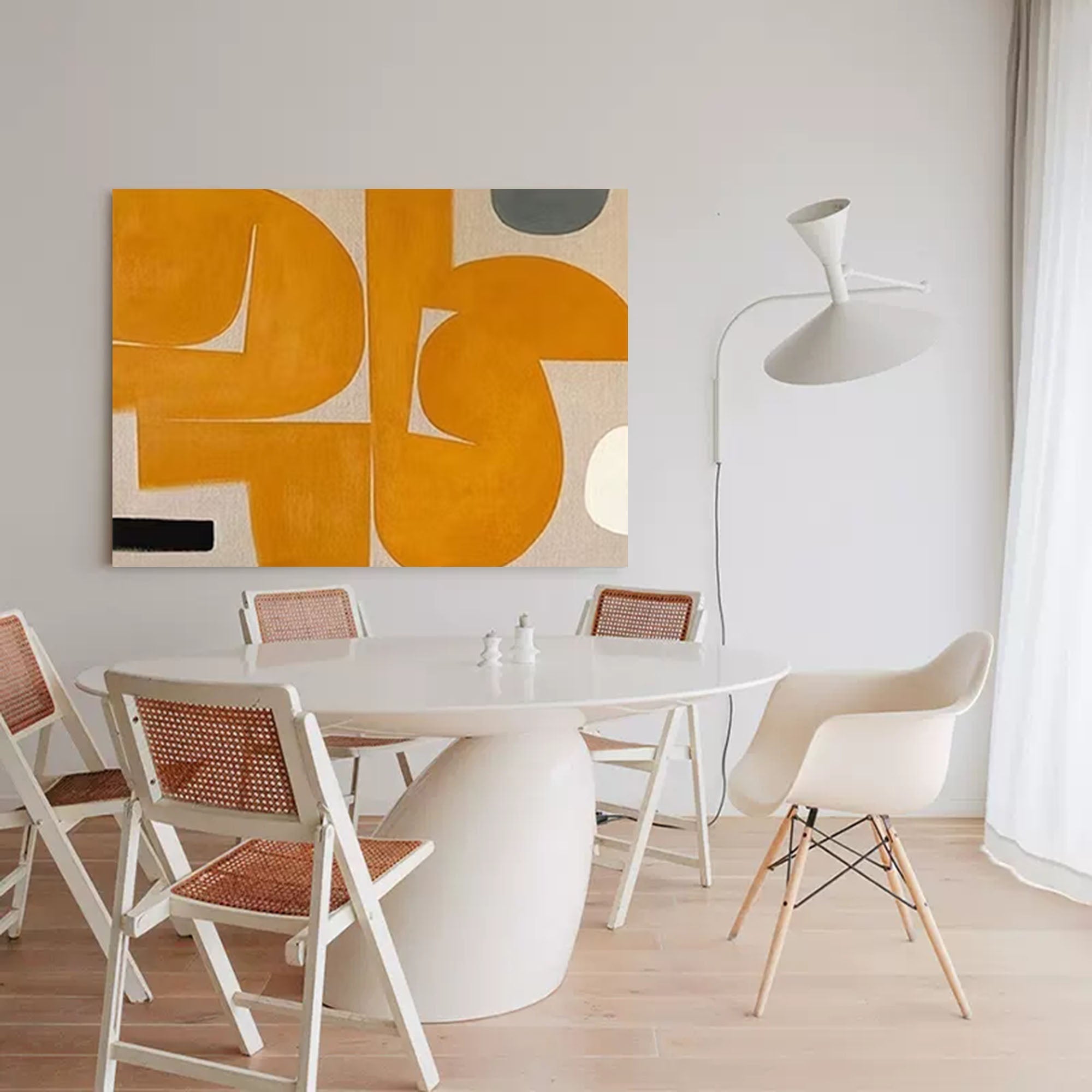 Wallart Golden Curves: Mid-Century Abstract Harmony