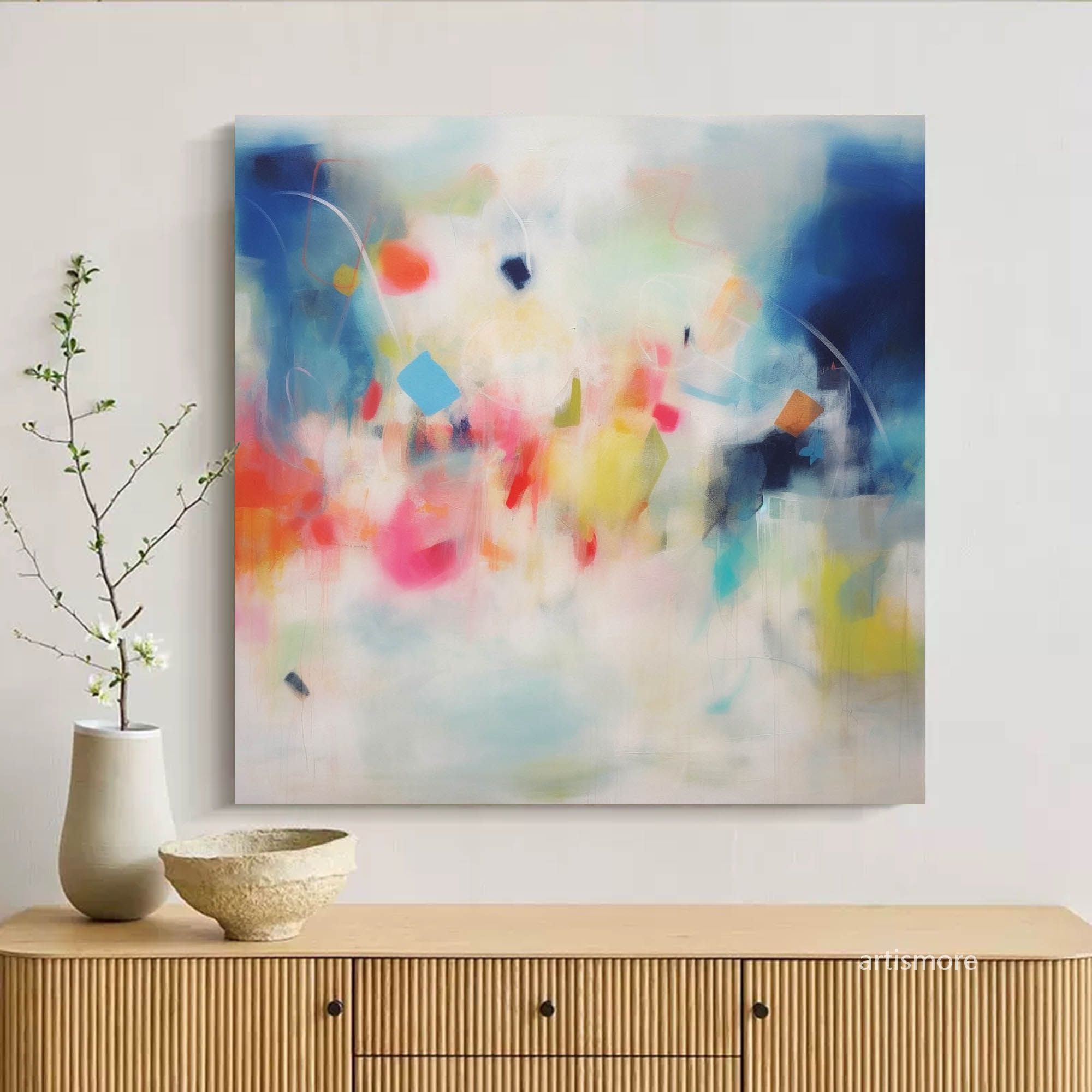 Wallart Soft Abstract Color Burst Canvas
