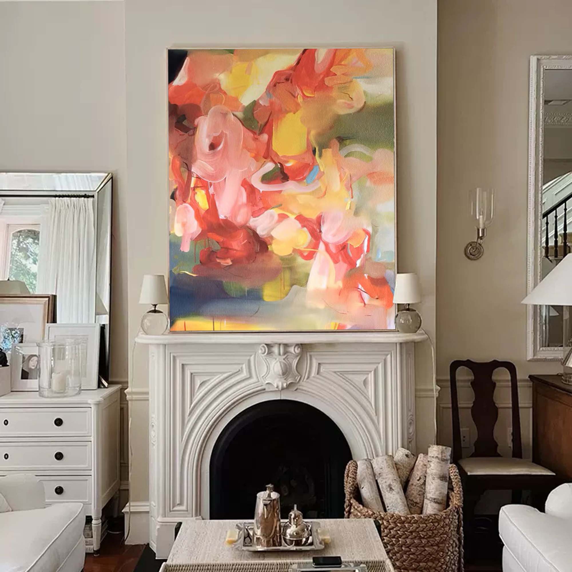 Wallart Soft Abstract Floral Oil Painting