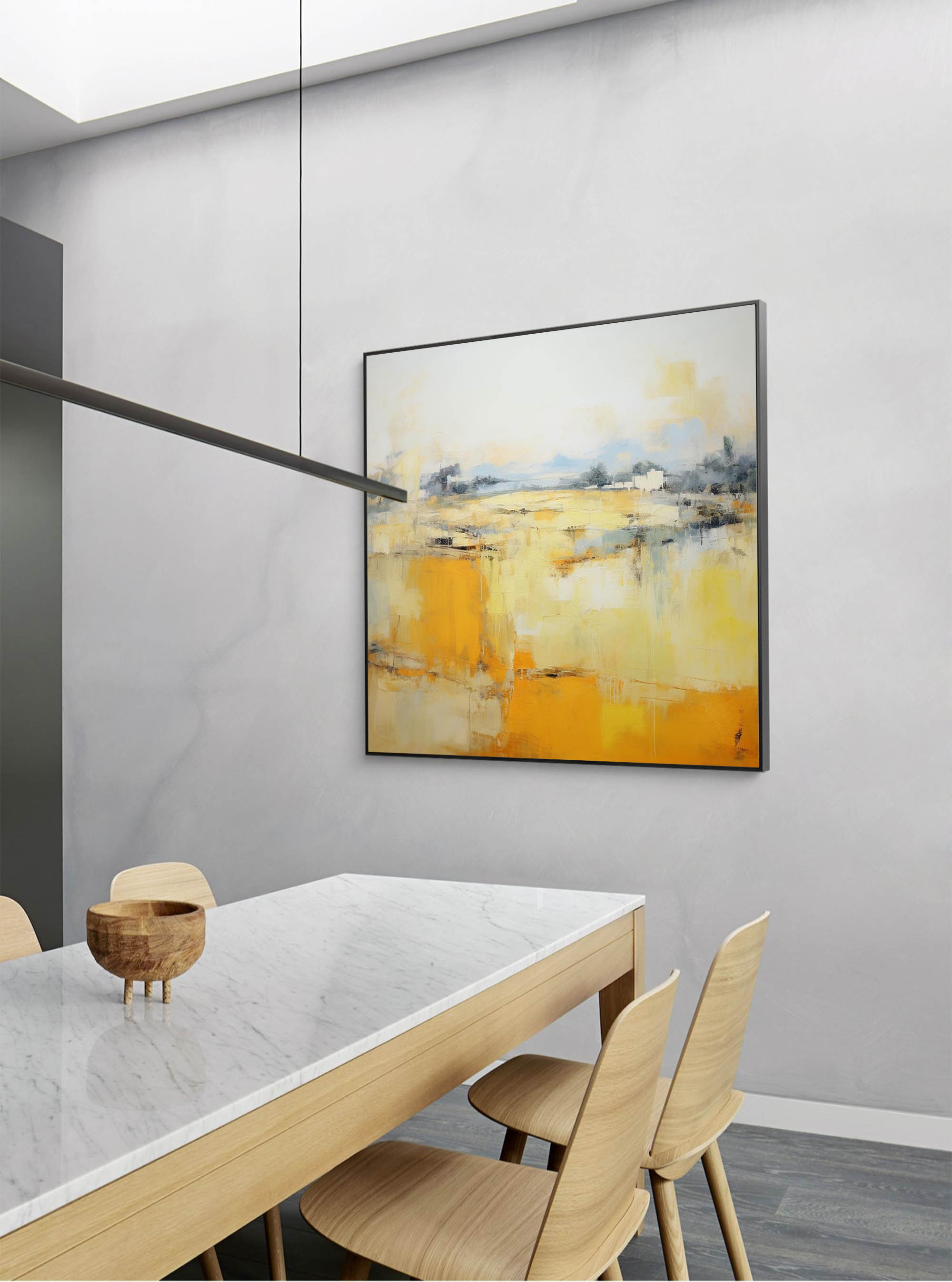 Wallart Vibrant Yellow Abstract Landscape Art