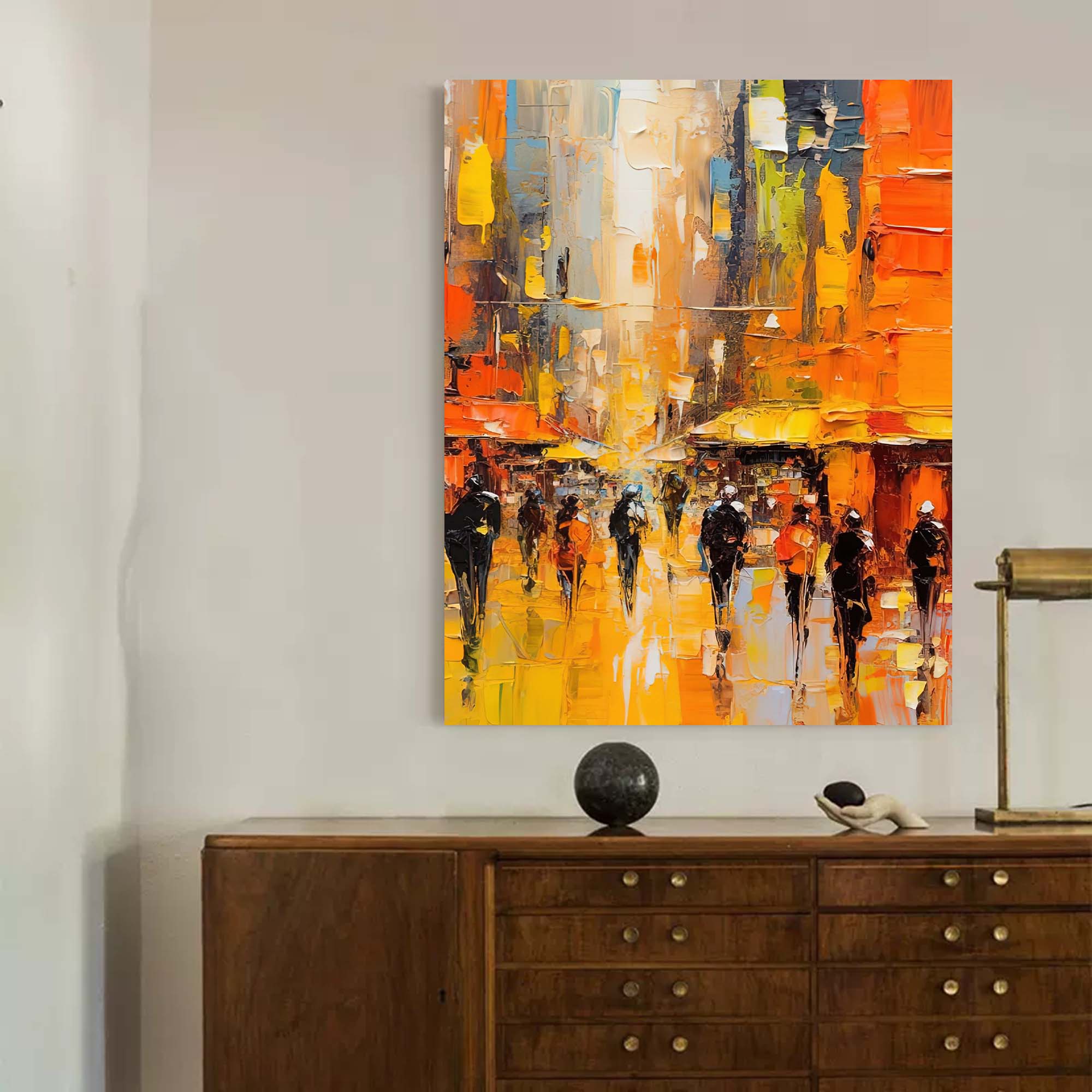 Wallart Golden Hour Cityscape Oil Painting