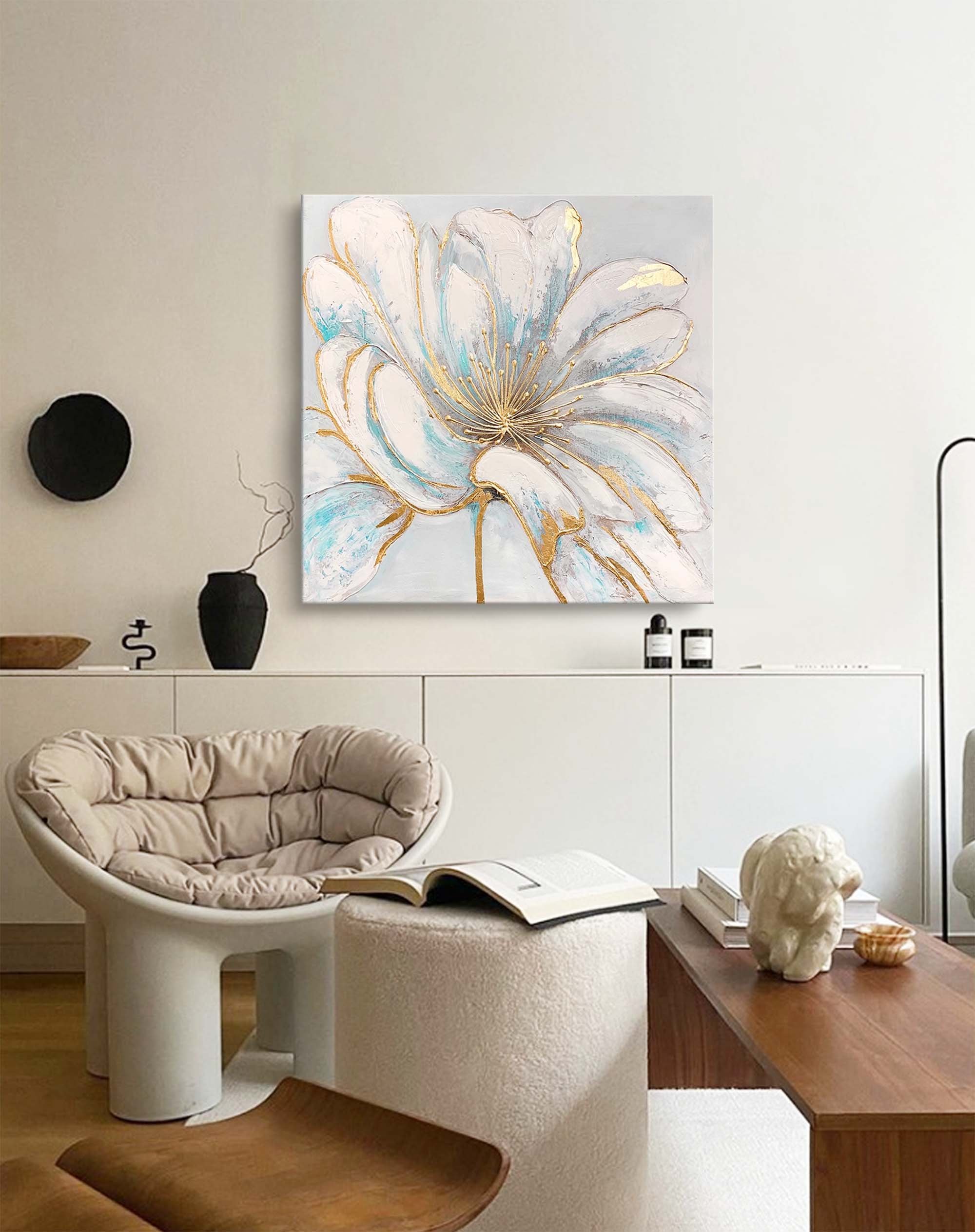 Wallart Gold Accented Floral Canvas Art