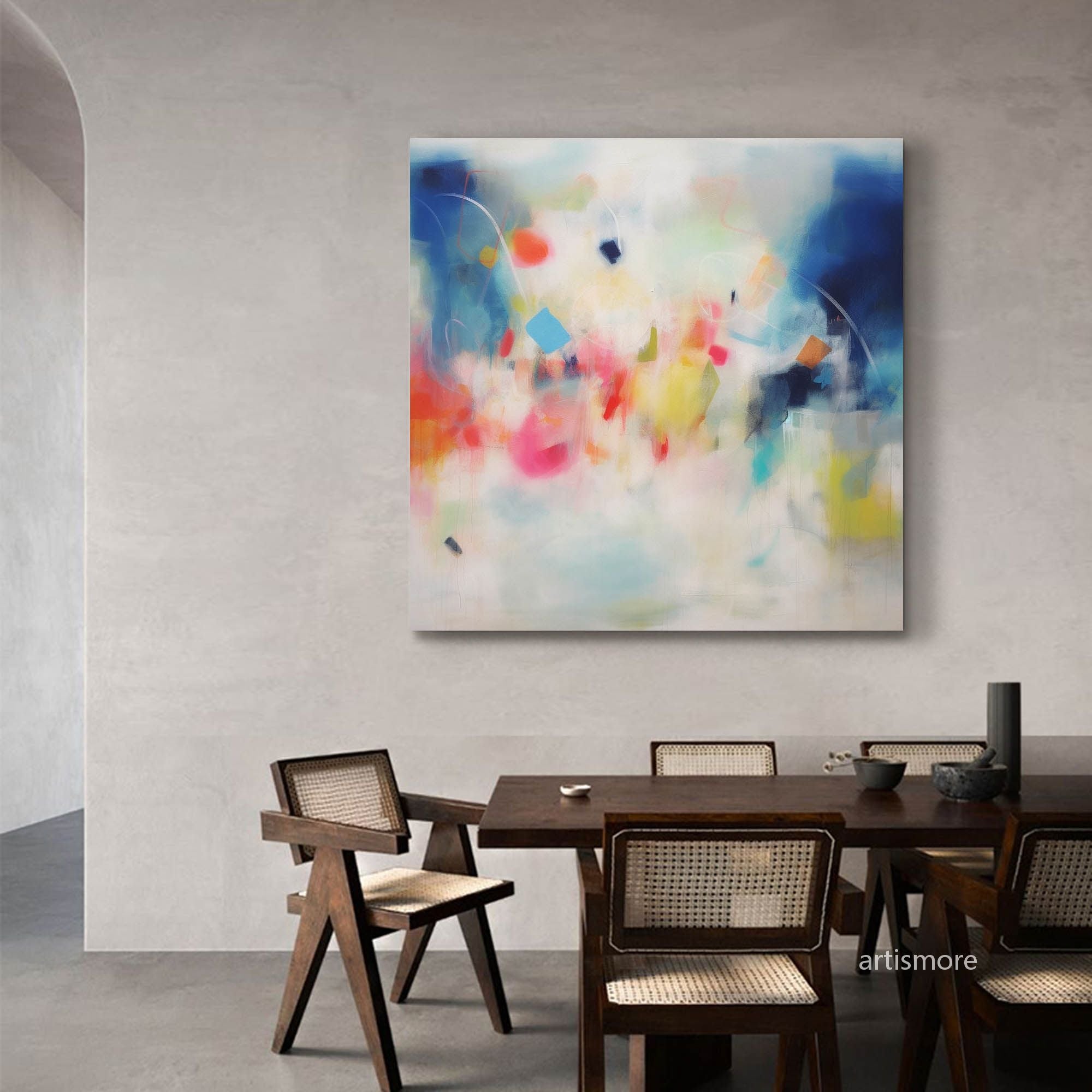 Wallart Soft Abstract Color Burst Canvas