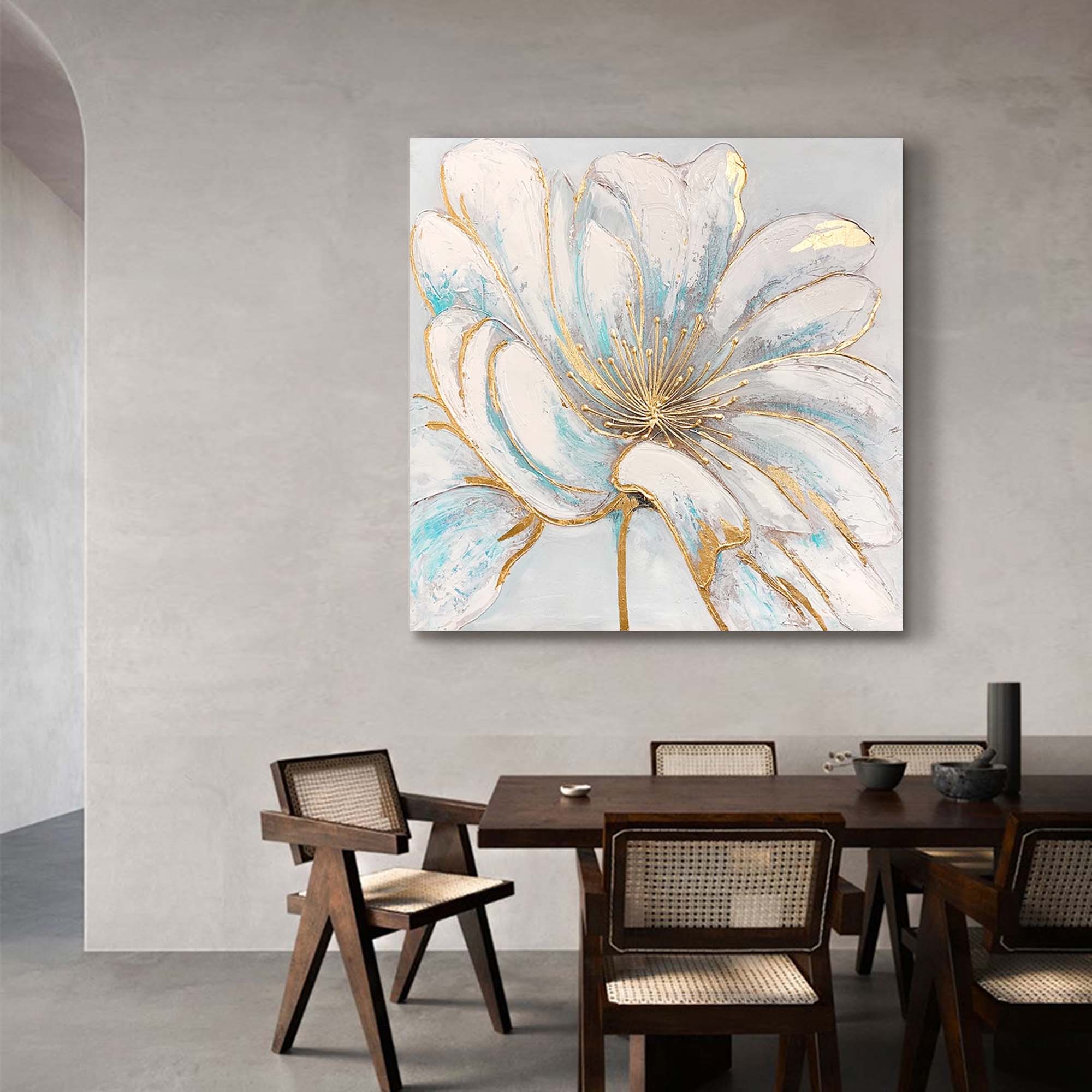 Wallart Gold Accented Floral Canvas Art