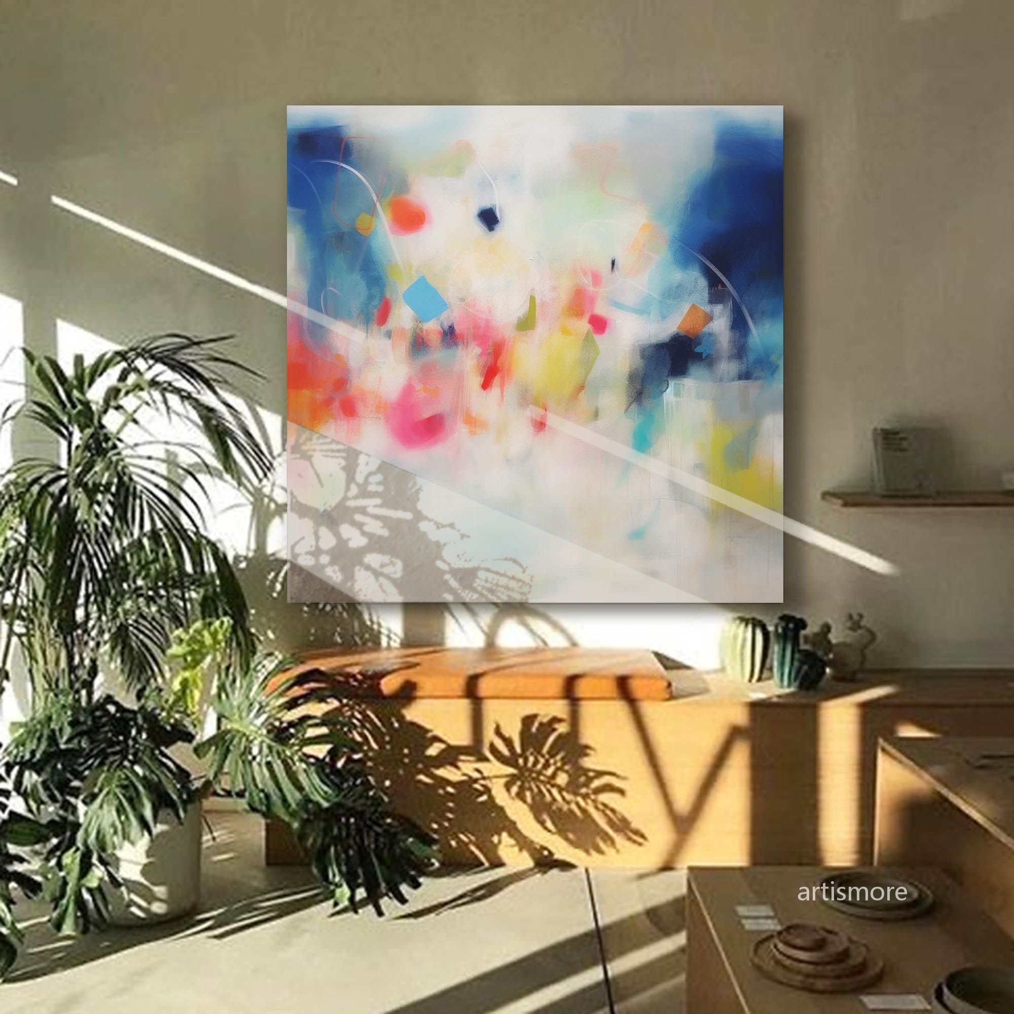 Wallart Soft Abstract Color Burst Canvas