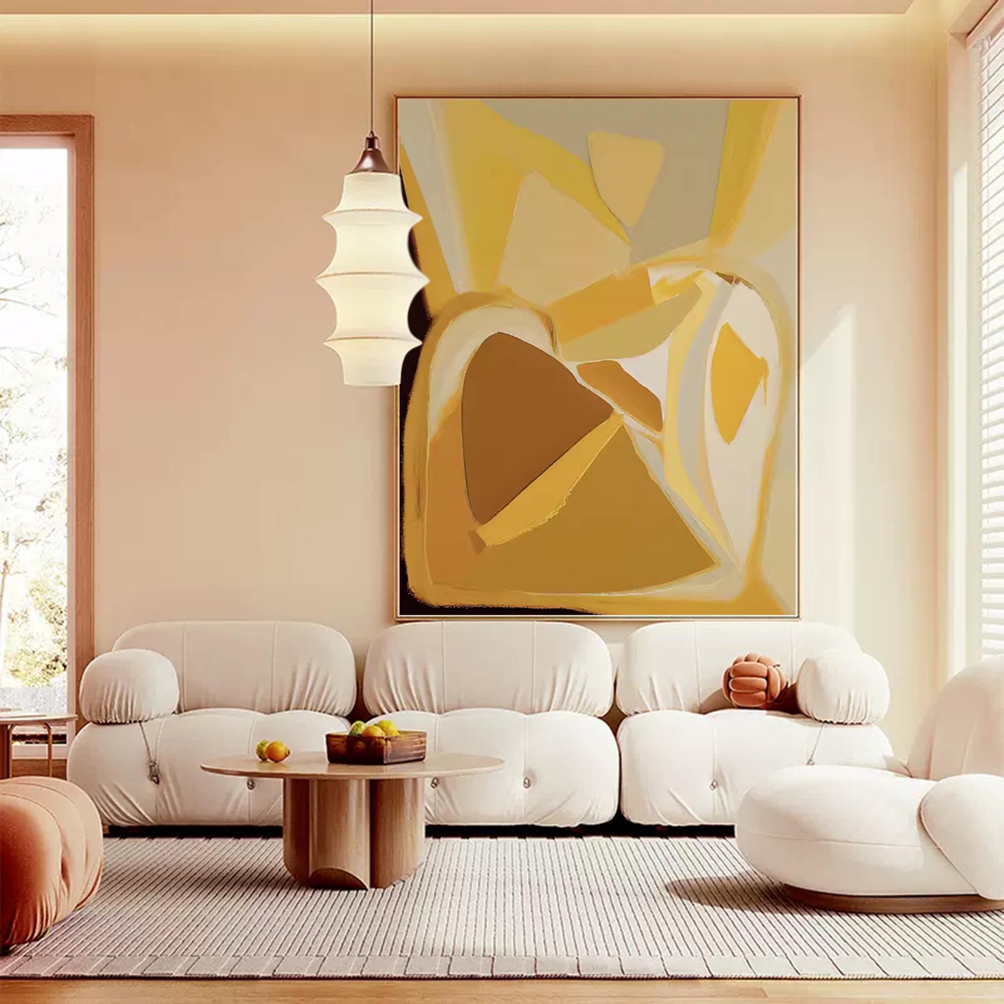 Wallart Geometric Golden Hues Abstract Art
