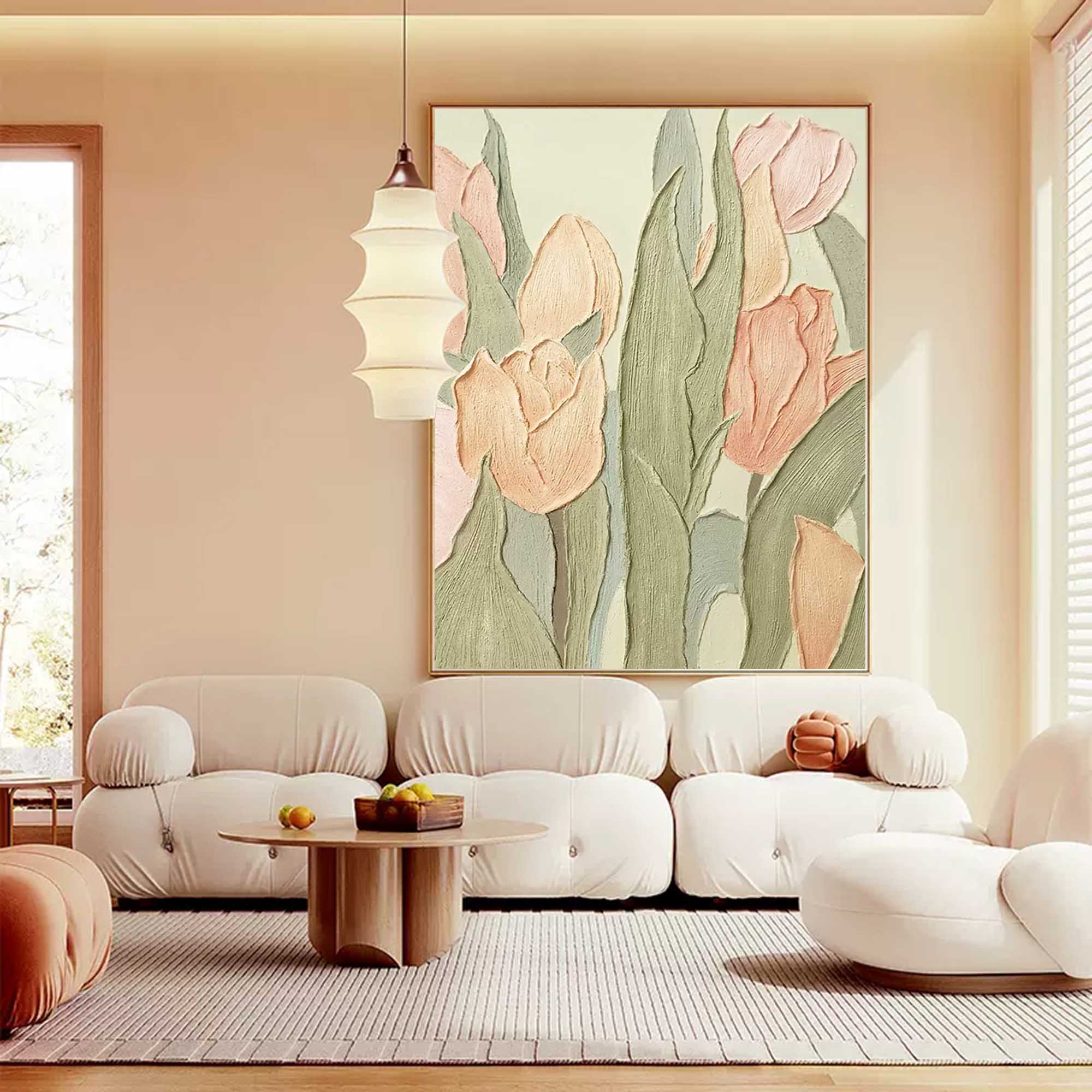 Wallart Pastel Tulip Textured Canvas Art