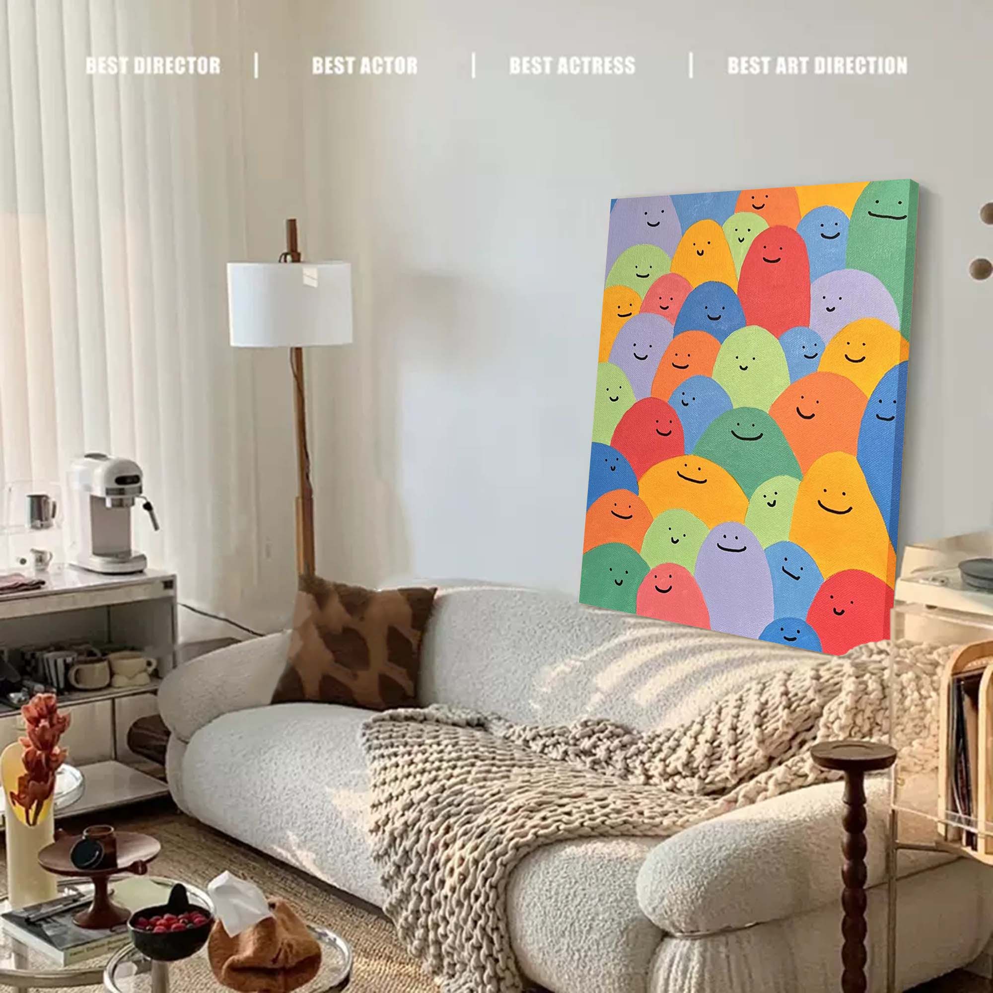 Wallart Happy Faces: Playful Abstract Smiles