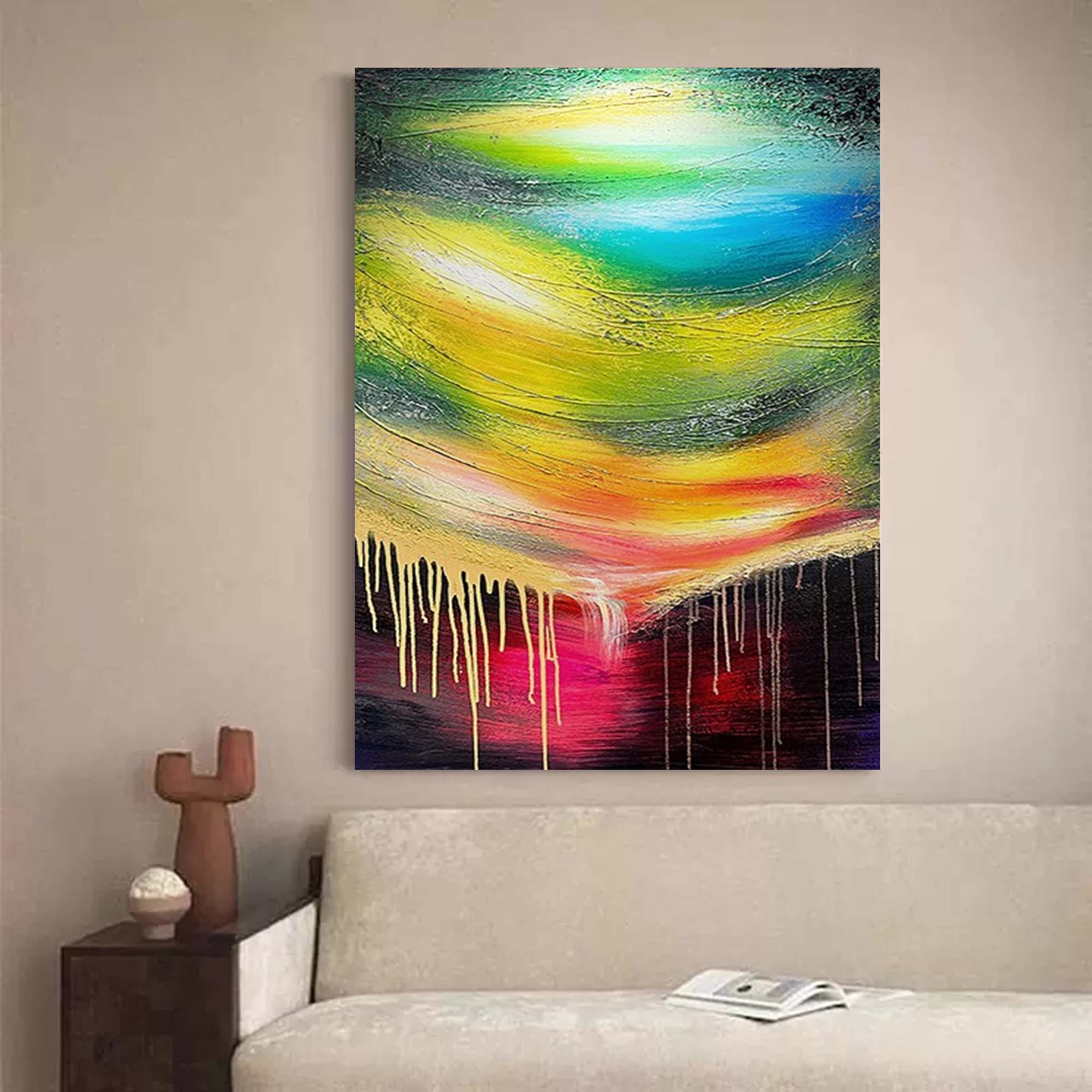 Wallart Vivid Drip Abstract Color Wave Canvas Art