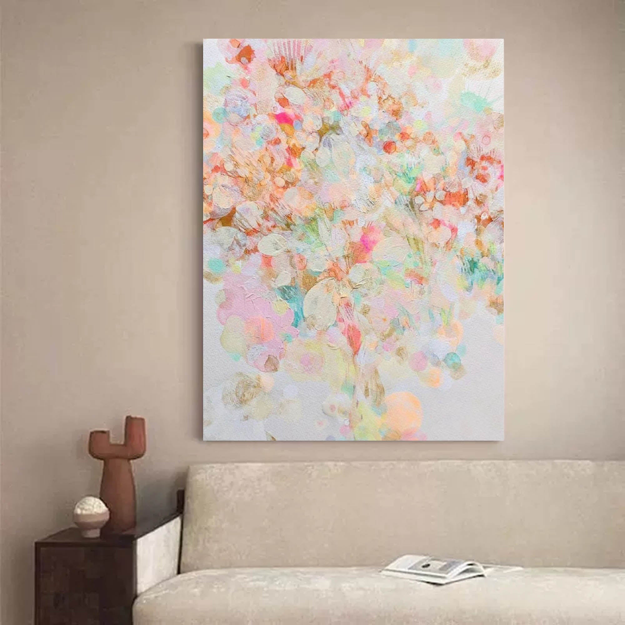 Wallart Whimsical Soft Pastel Abstract Floral Art