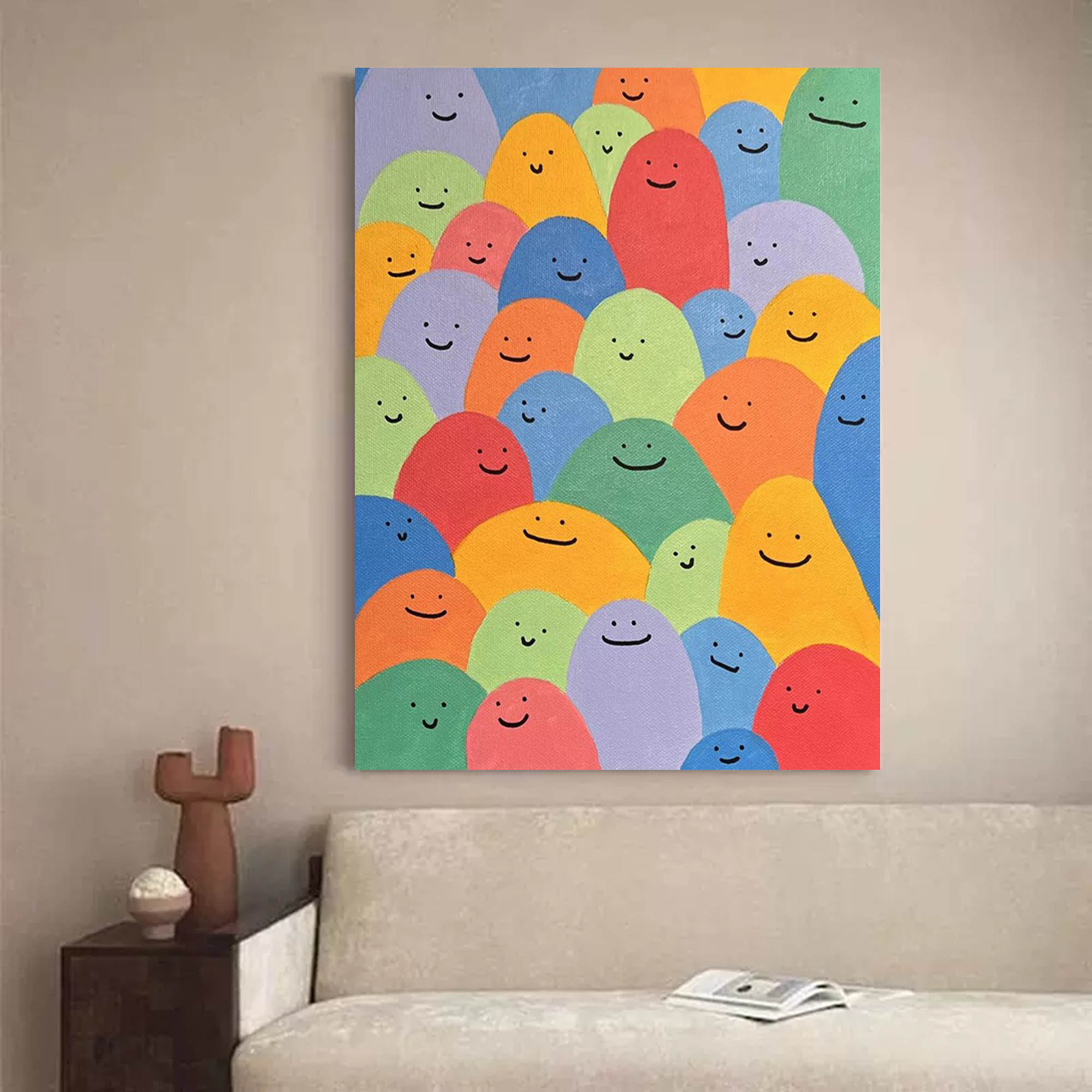 Wallart Happy Faces: Playful Abstract Smiles