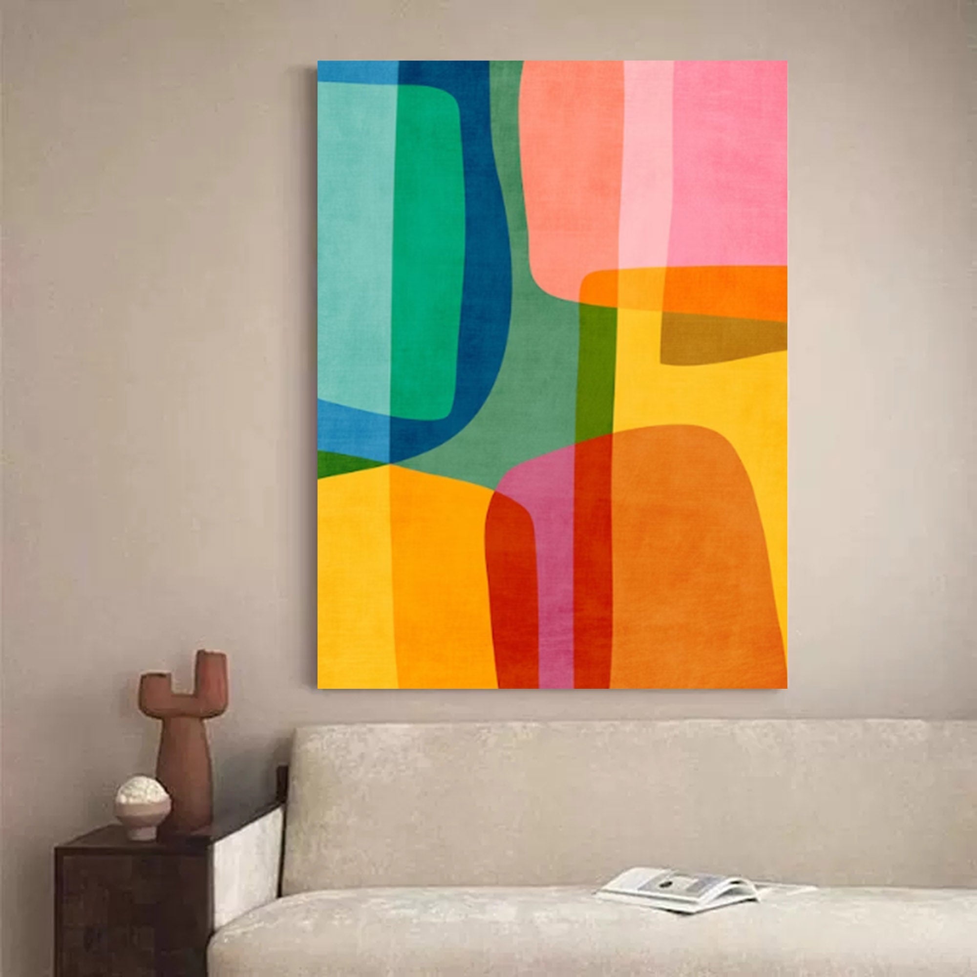 Wallart Vibrant Multicolor Geometric Abstract Canvas Art