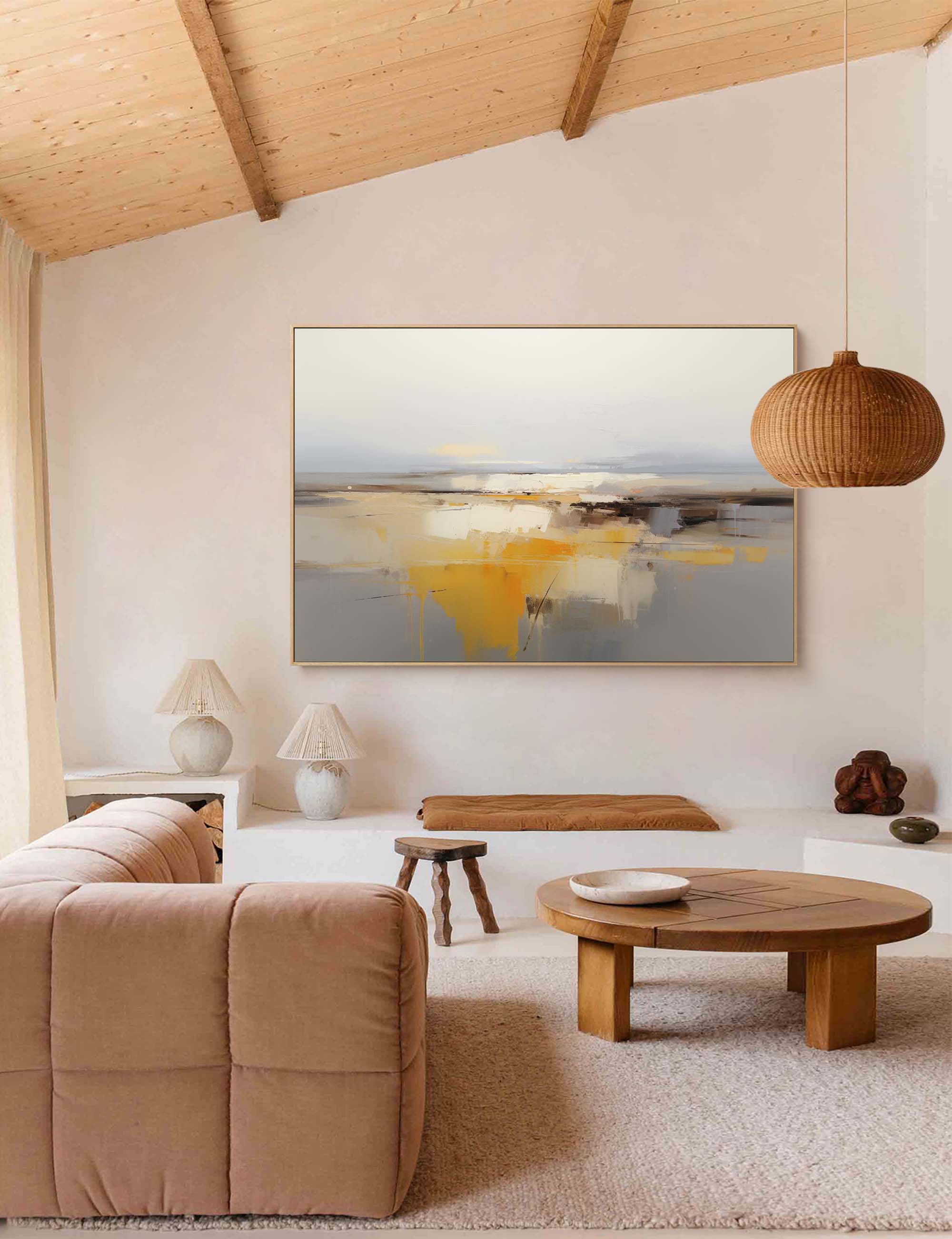 Wallart Golden Horizon Abstract Landscape
