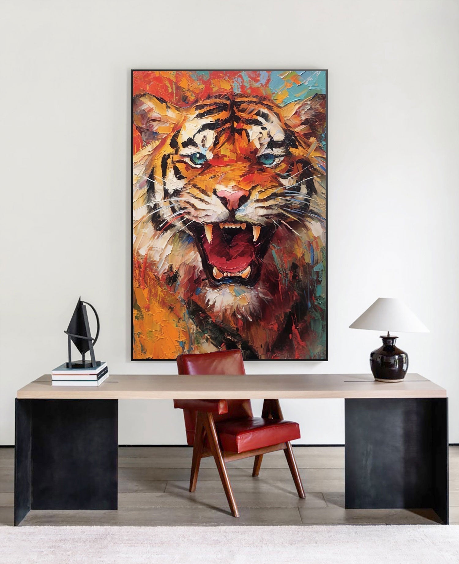 Wallart Ferocious Tiger in Vibrant Fury