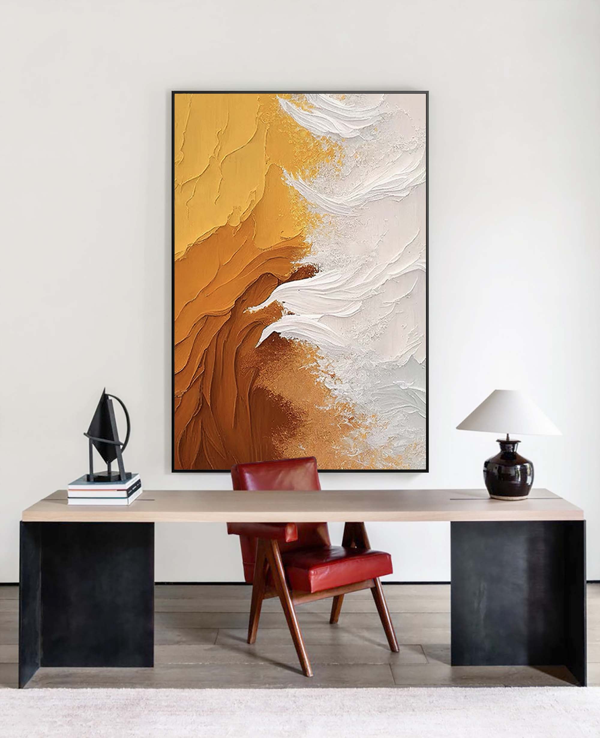 Wallart Golden Earth Textured Abstract Art