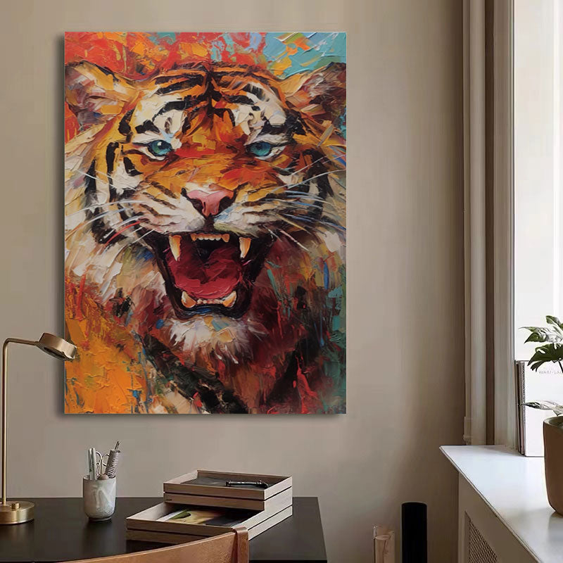 Wallart Ferocious Tiger in Vibrant Fury