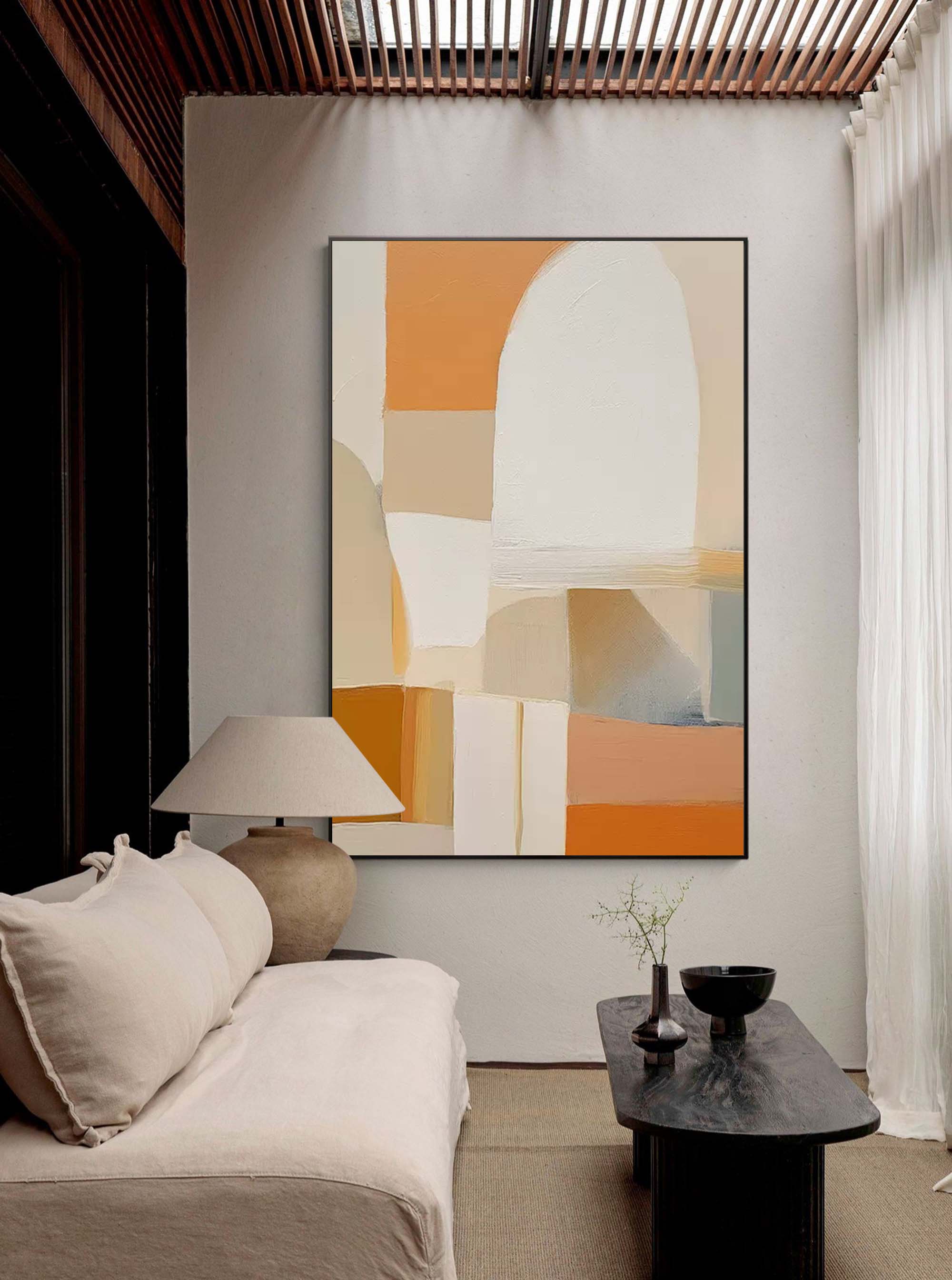 Wallart Soft Curves and Warm Hues Abstract Art