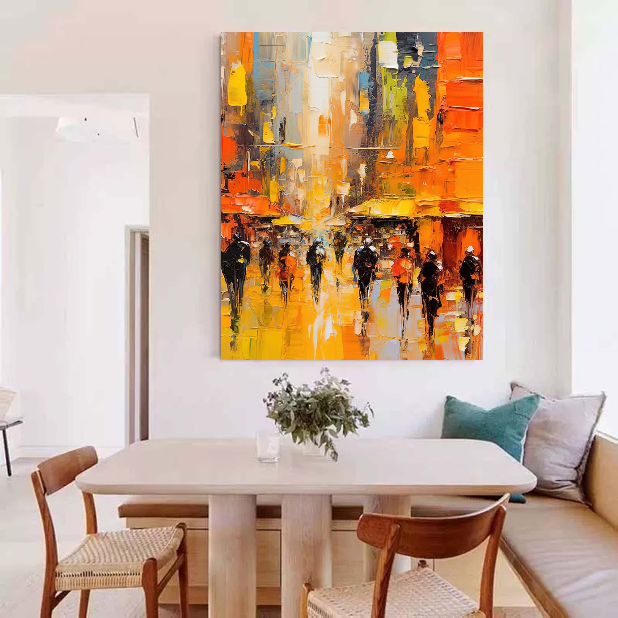 Wallart Golden Hour Cityscape Oil Painting