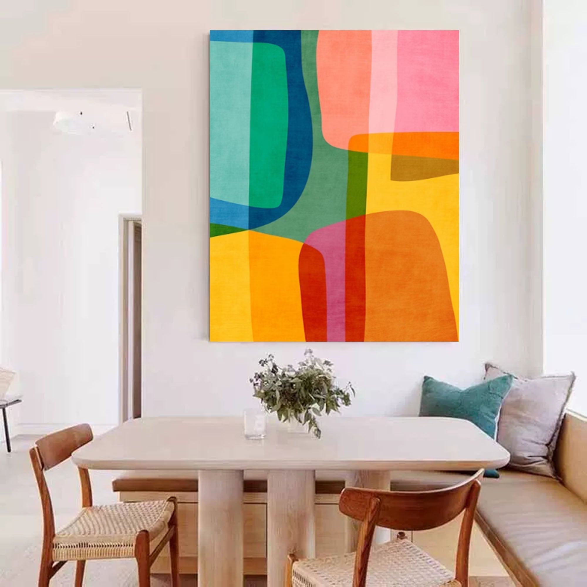 Wallart Vibrant Multicolor Geometric Abstract Canvas Art