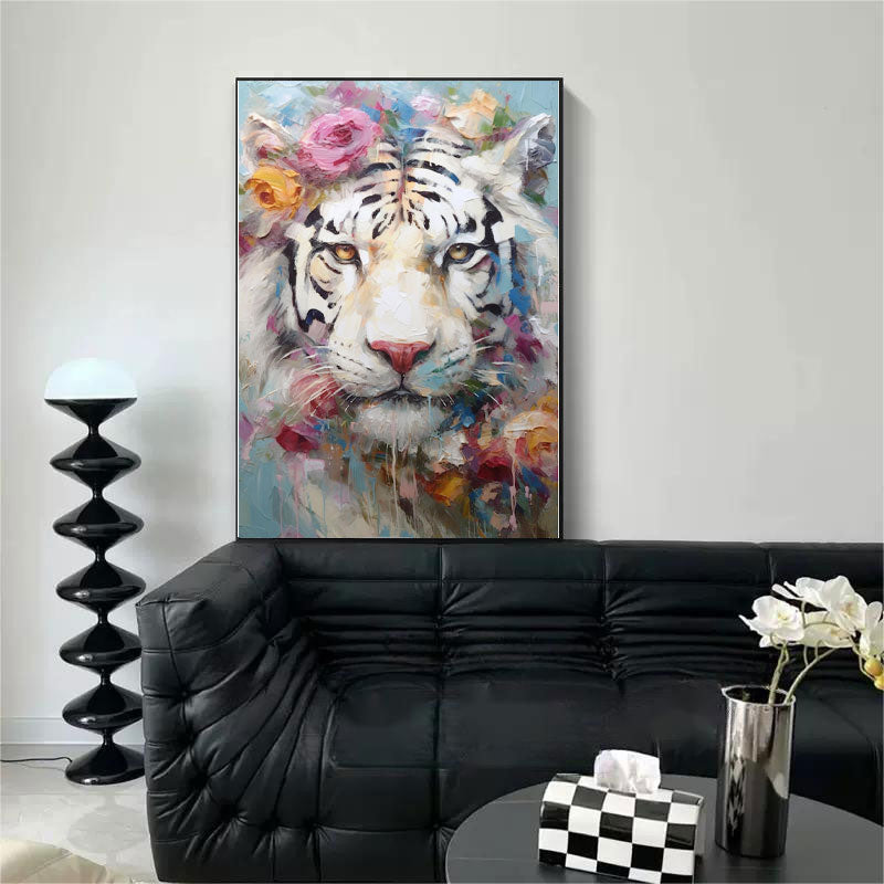 Wallart Floral Majesty: White Tiger in Bloom