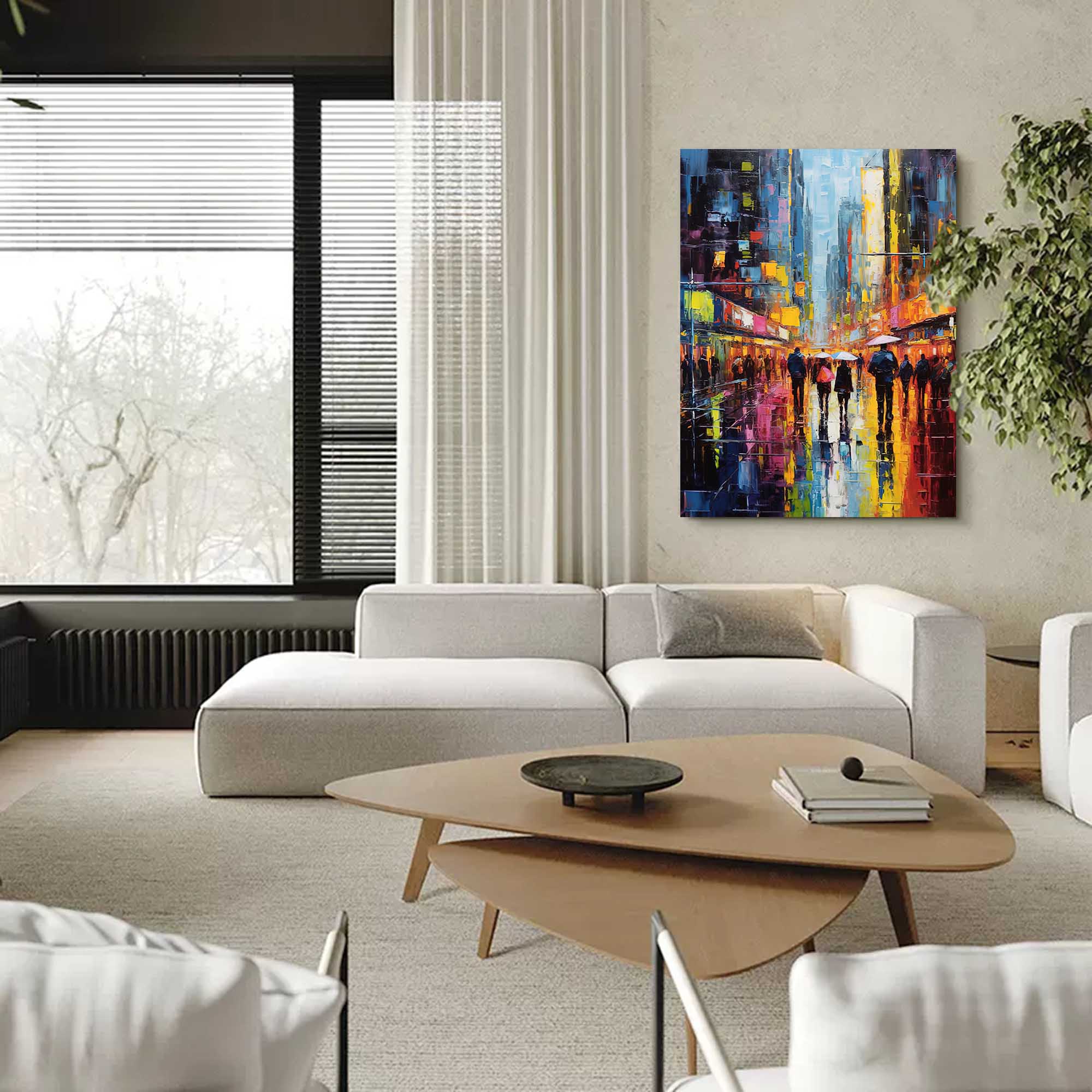 Wallart Nighttime City Walk Oil Painting
