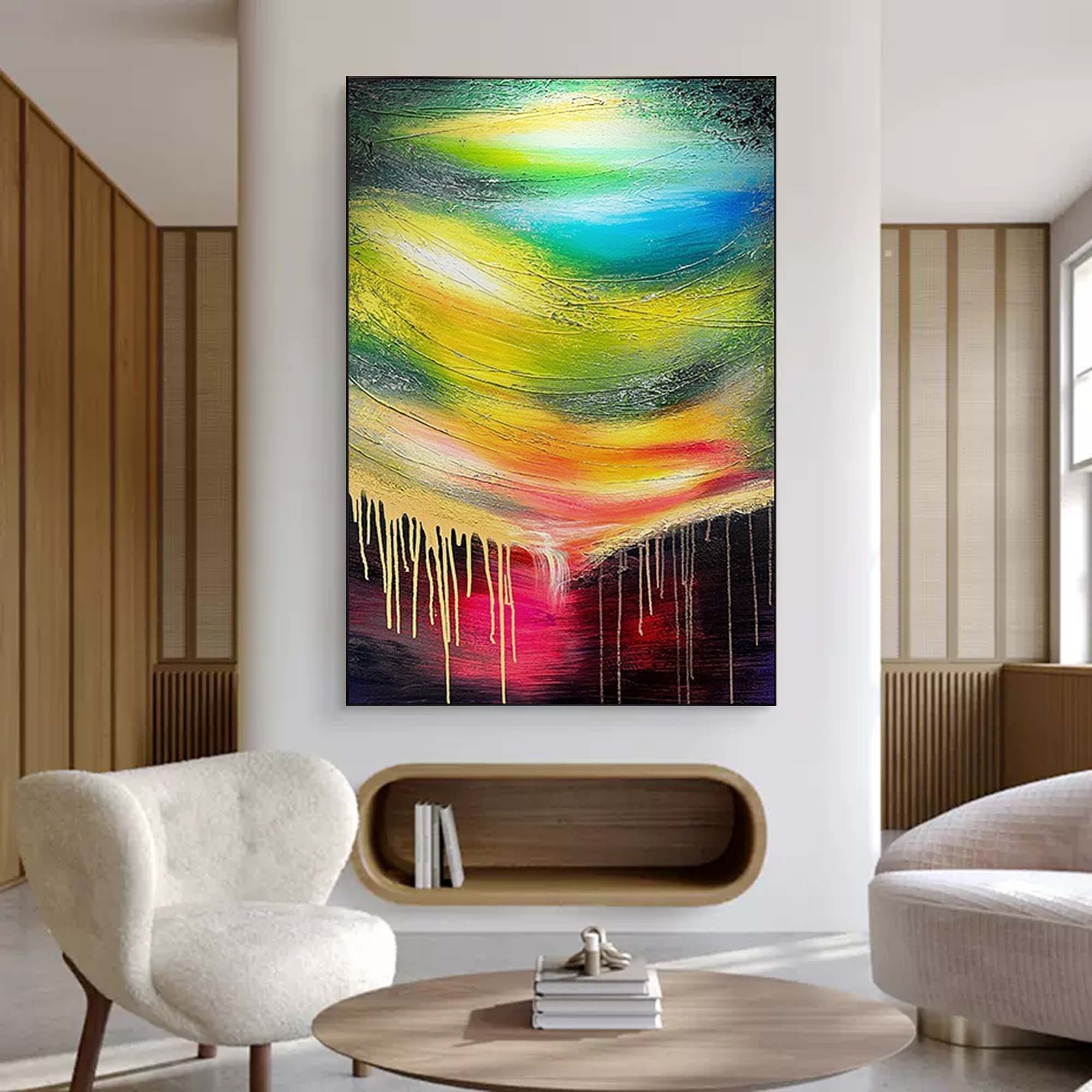 Wallart Vivid Drip Abstract Color Wave Canvas Art