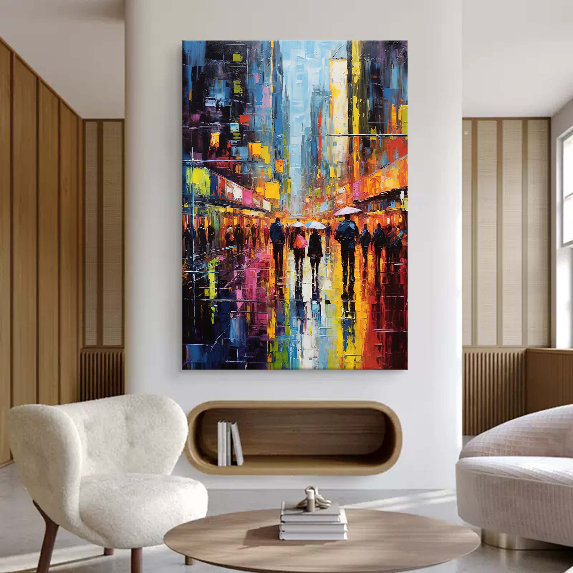 Wallart Nighttime City Walk Oil Painting