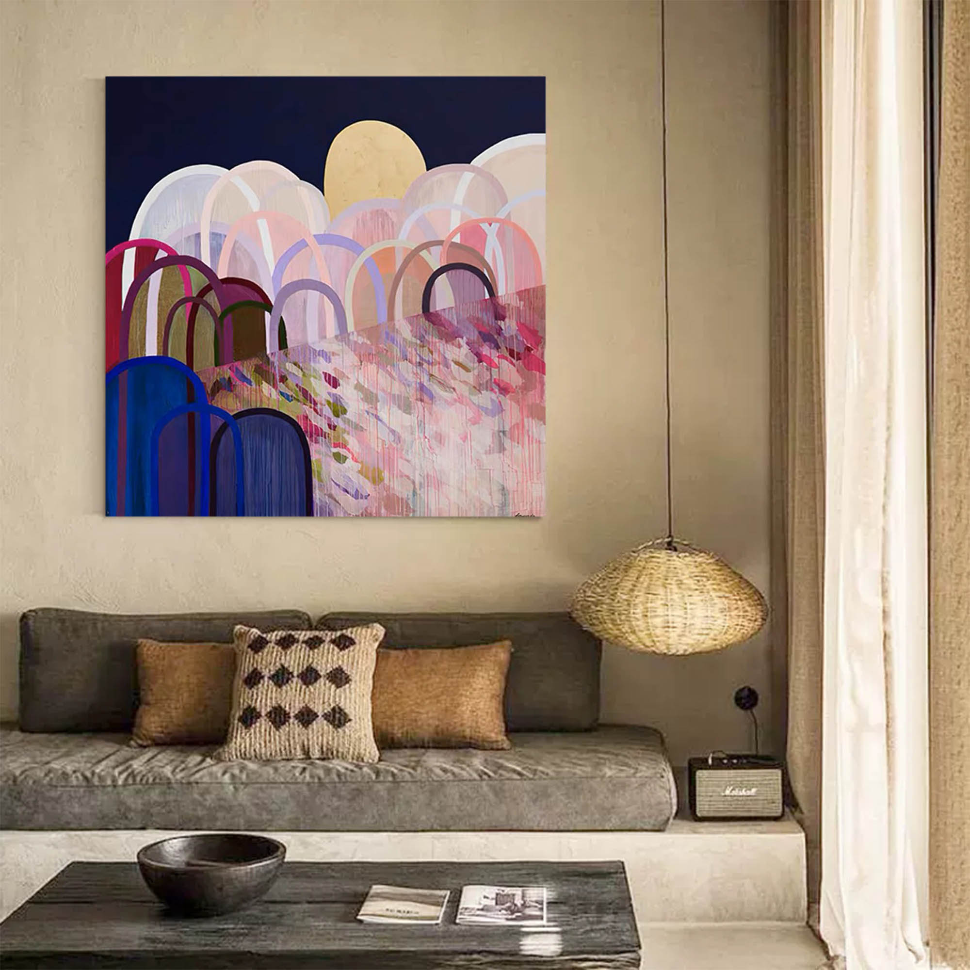 Wallart Moonlit Arches Abstract Landscape Art