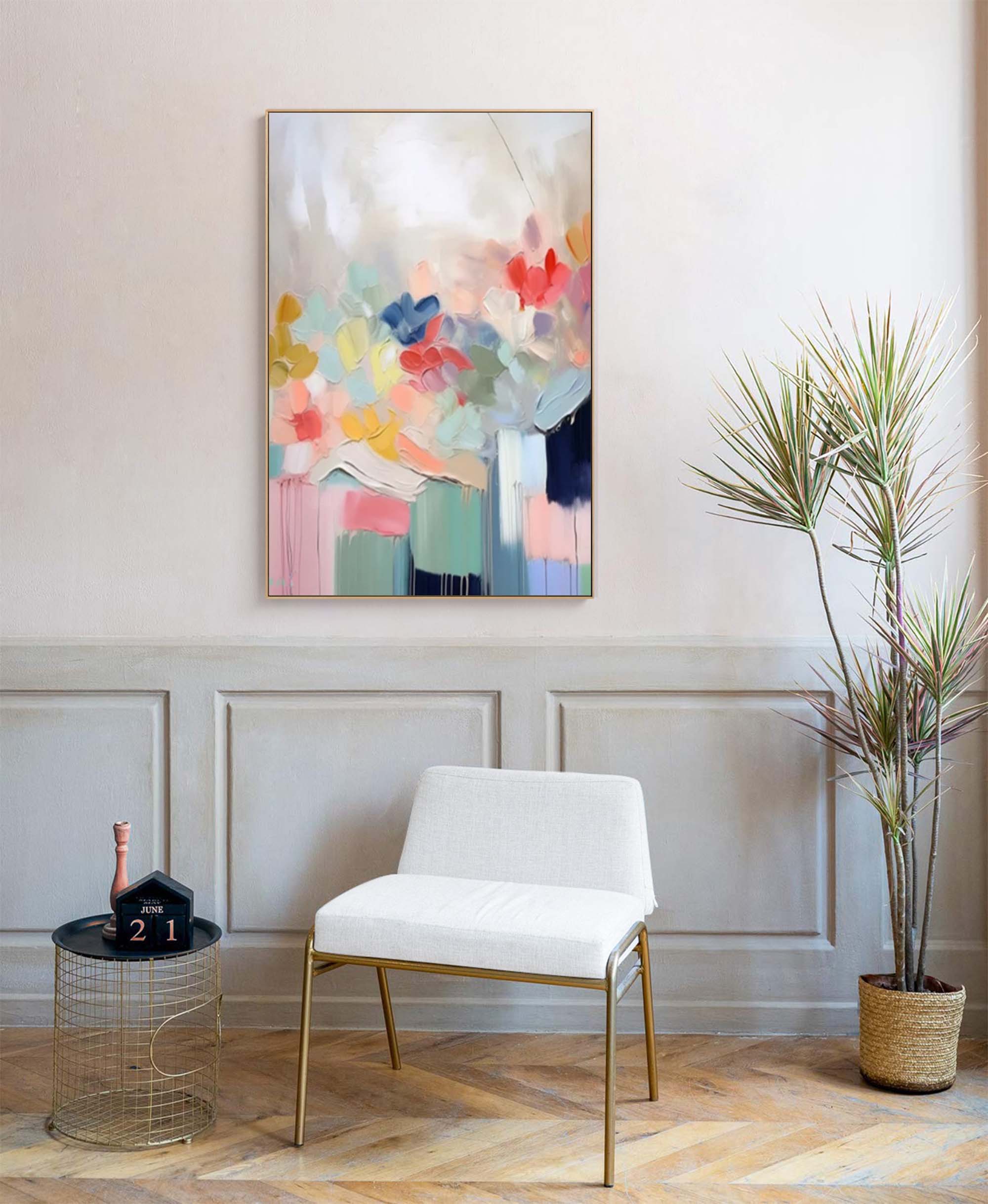 Wallart Soft Bloom Pastel Abstract Canvas Art