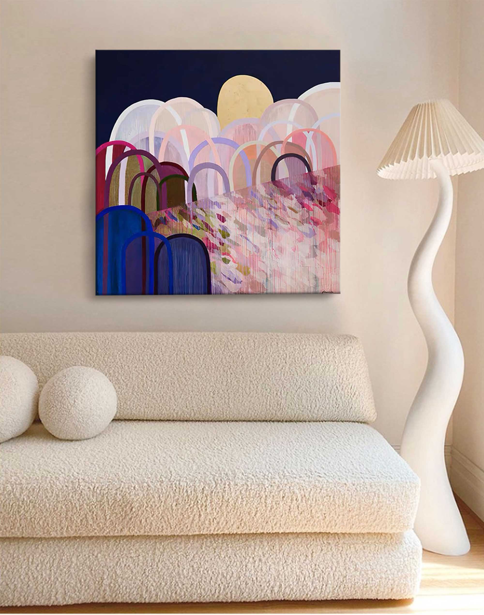 Wallart Moonlit Arches Abstract Landscape Art