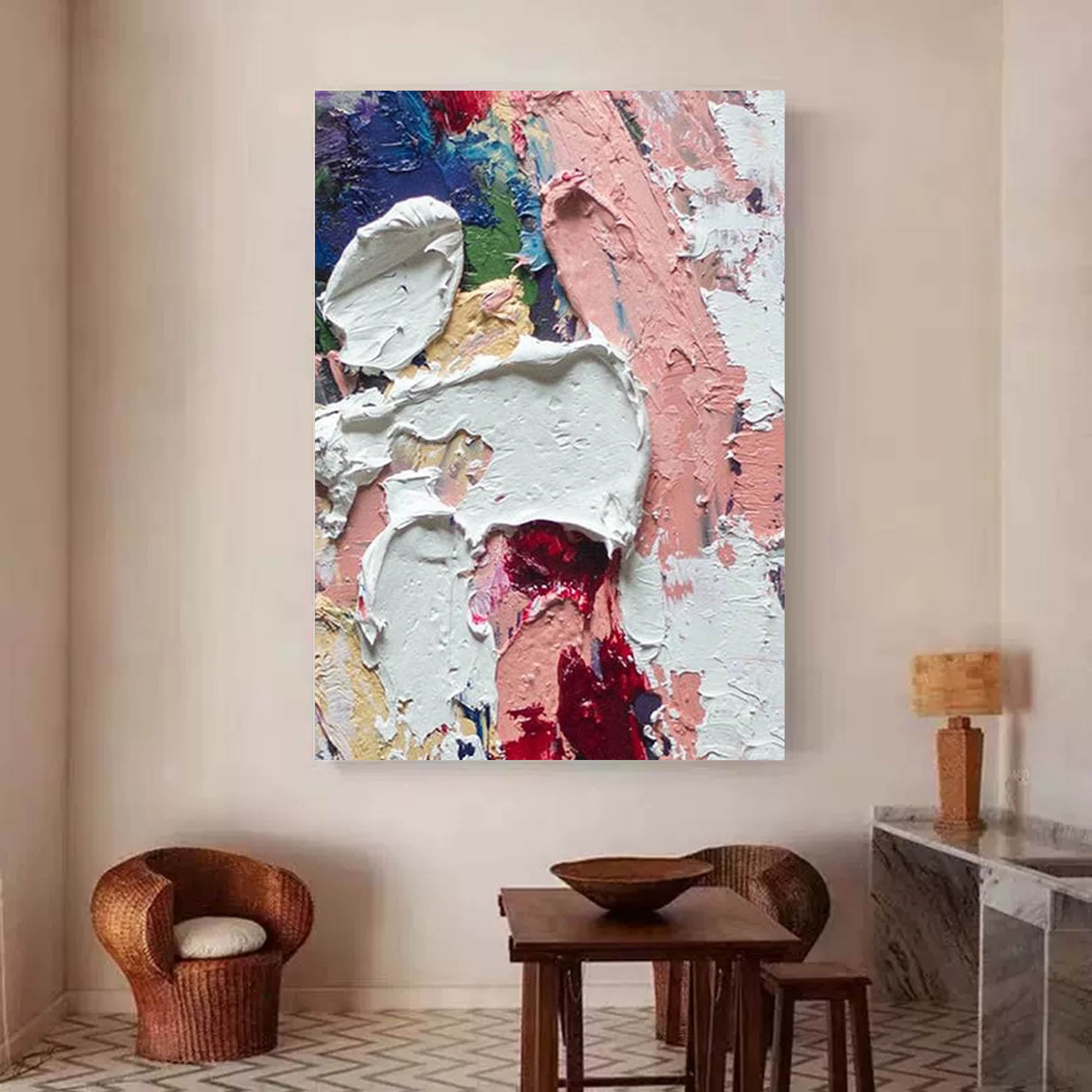 Wallart Soft Pastel Palette Knife Abstract Art