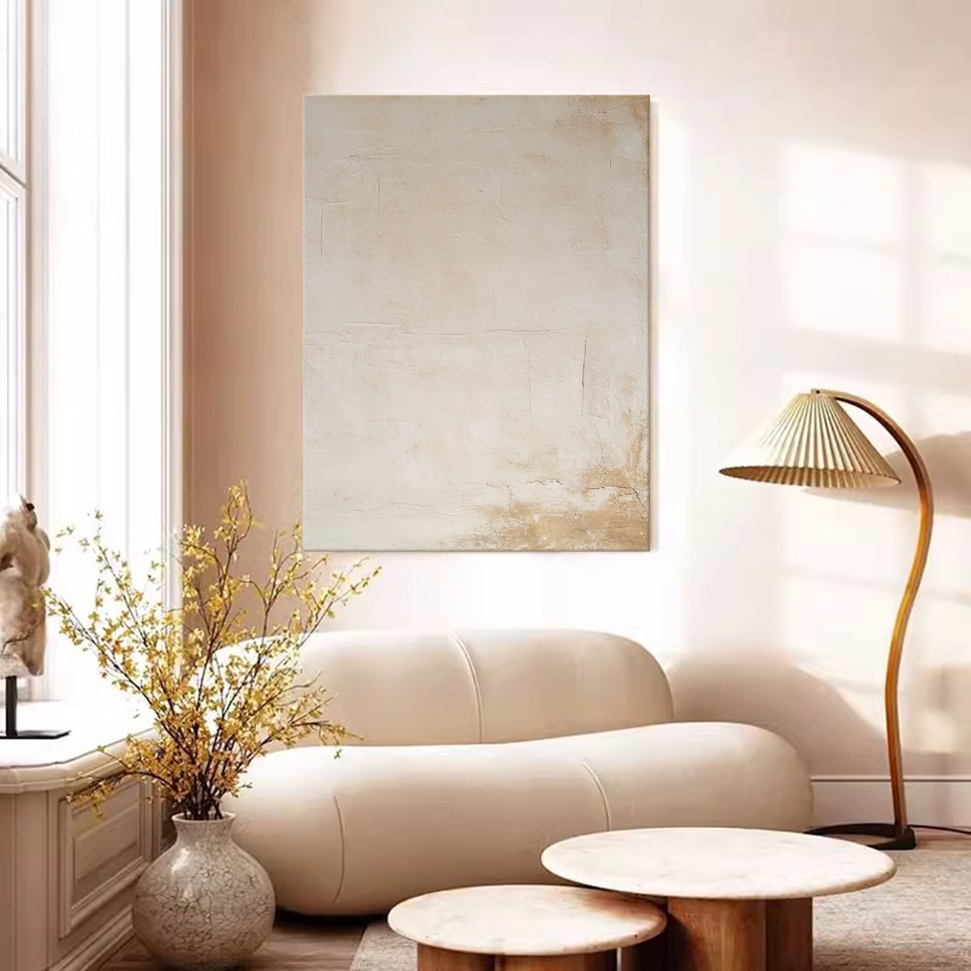 Wallart Subtle Beige Textured Abstract Art